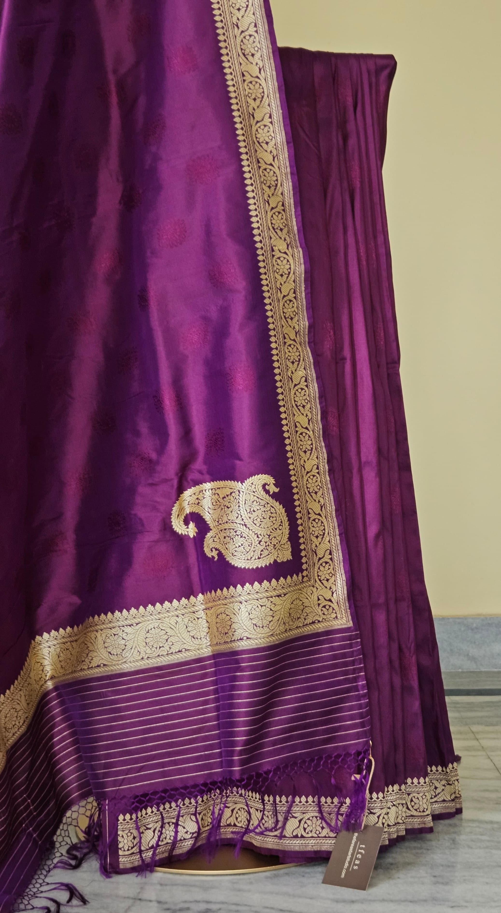 Museum Recreation of a Benarasi Saree with Koniya - Purple