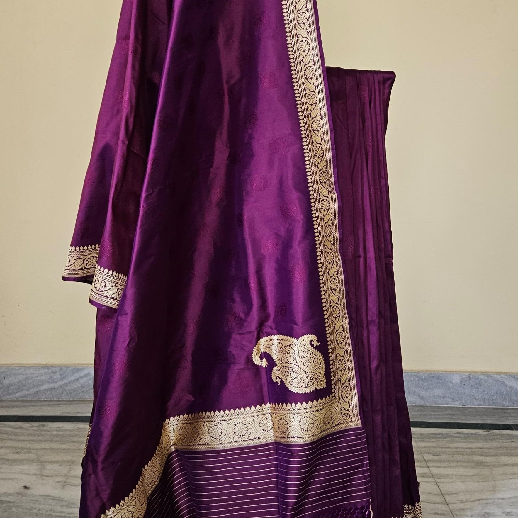 Museum Recreation of a Benarasi Saree with Koniya - Purple