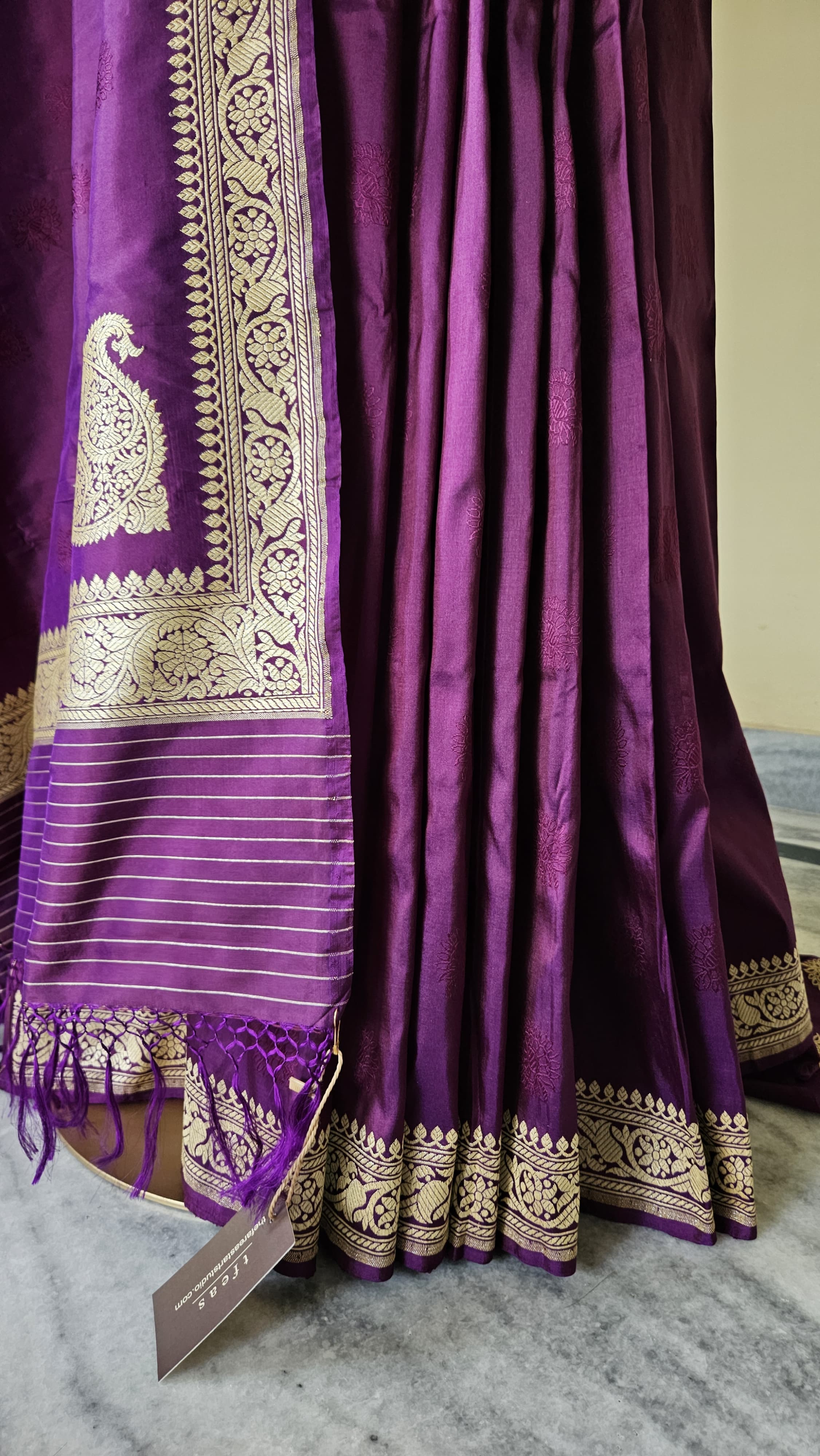 Museum Recreation of a Benarasi Saree with Koniya - Purple