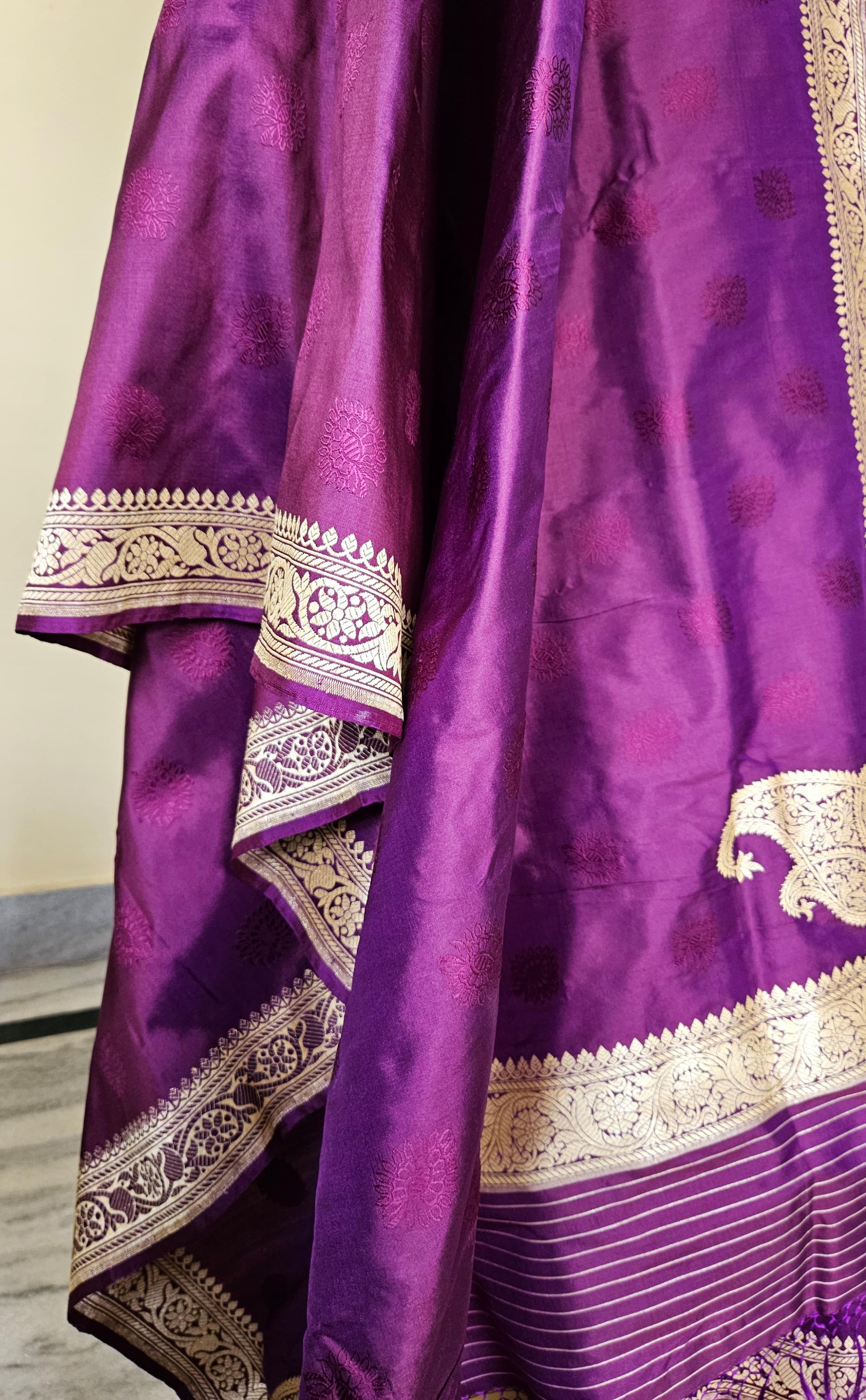 Museum Recreation of a Benarasi Saree with Koniya - Purple