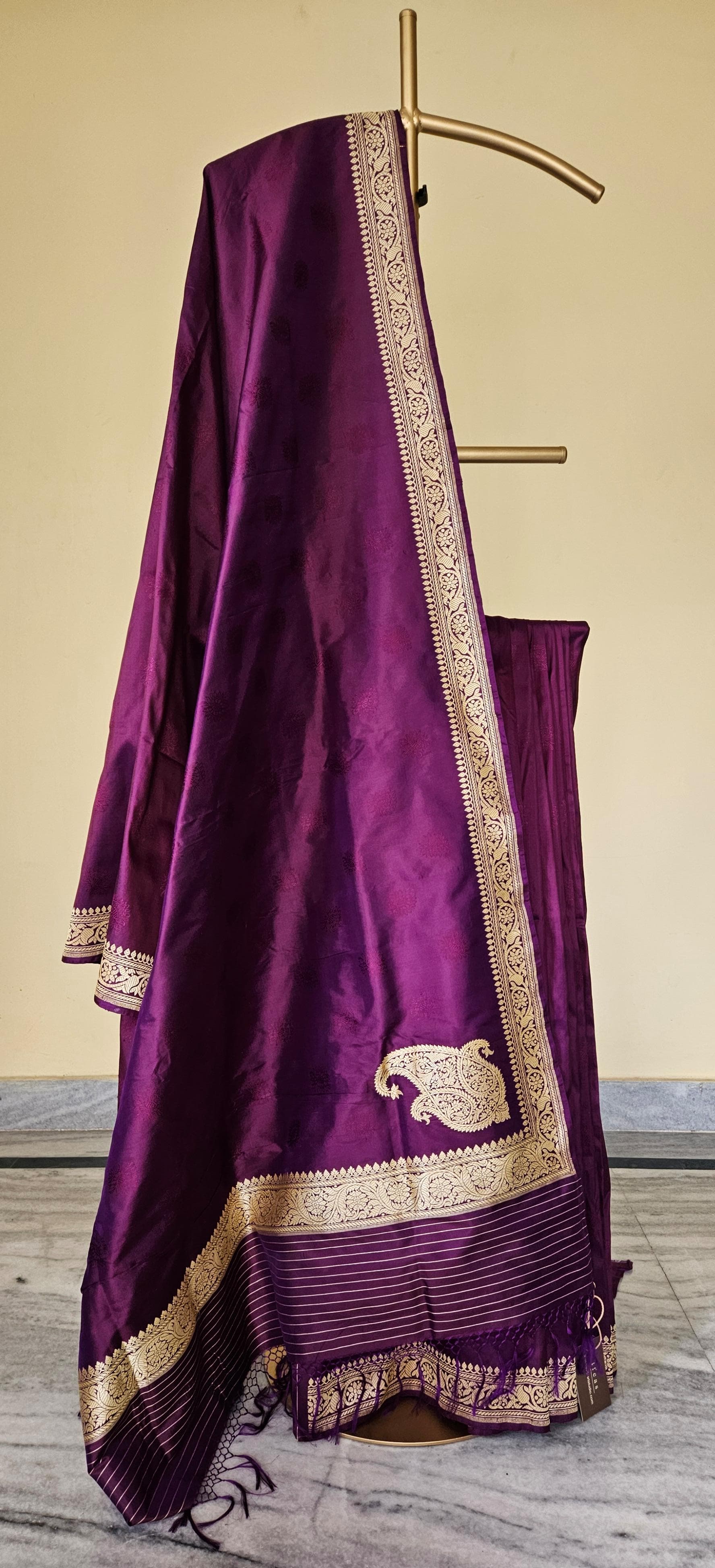 Museum Recreation of a Benarasi Saree with Koniya - Purple