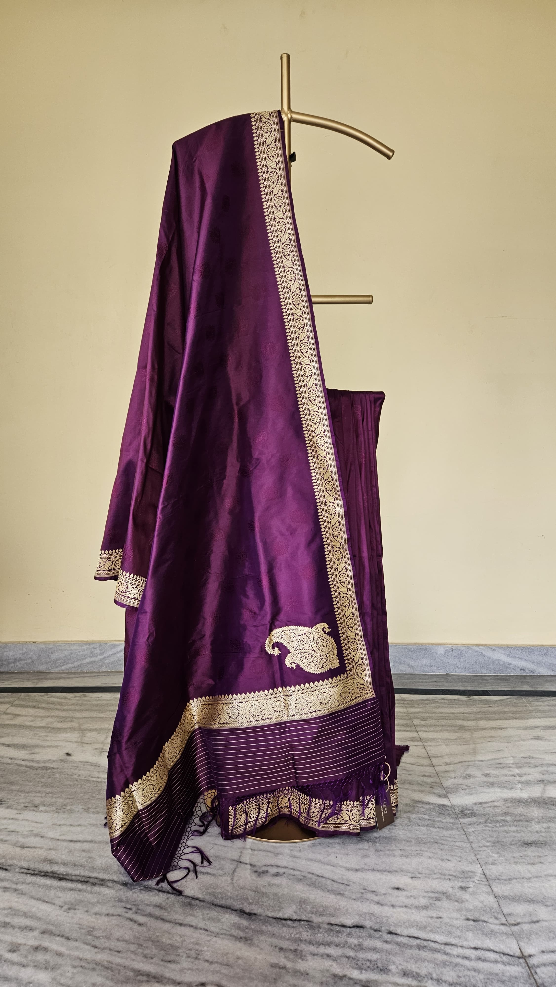 Museum Recreation of a Benarasi Saree with Koniya - Purple