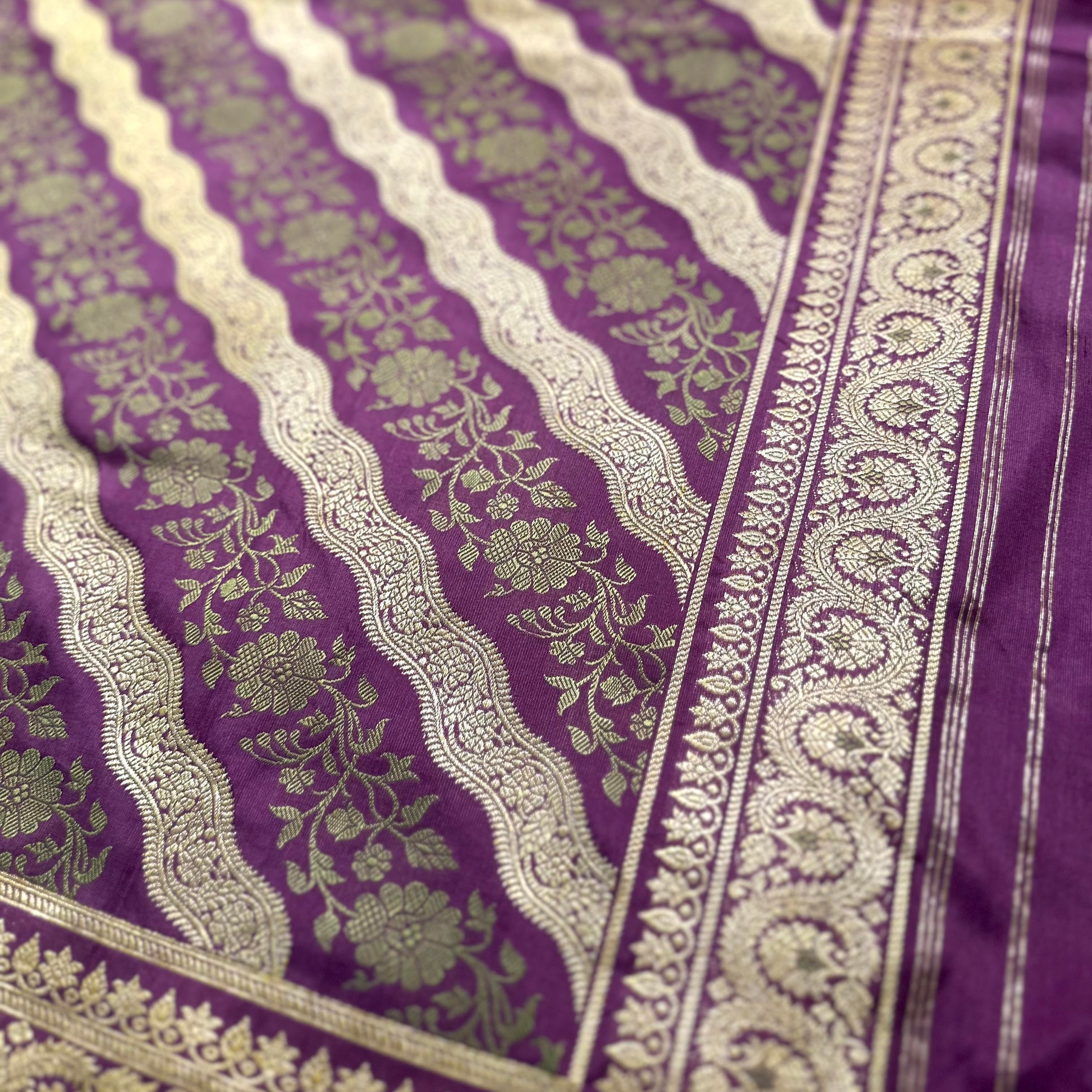 Lavender Ada Khadwa Benarasi Saree