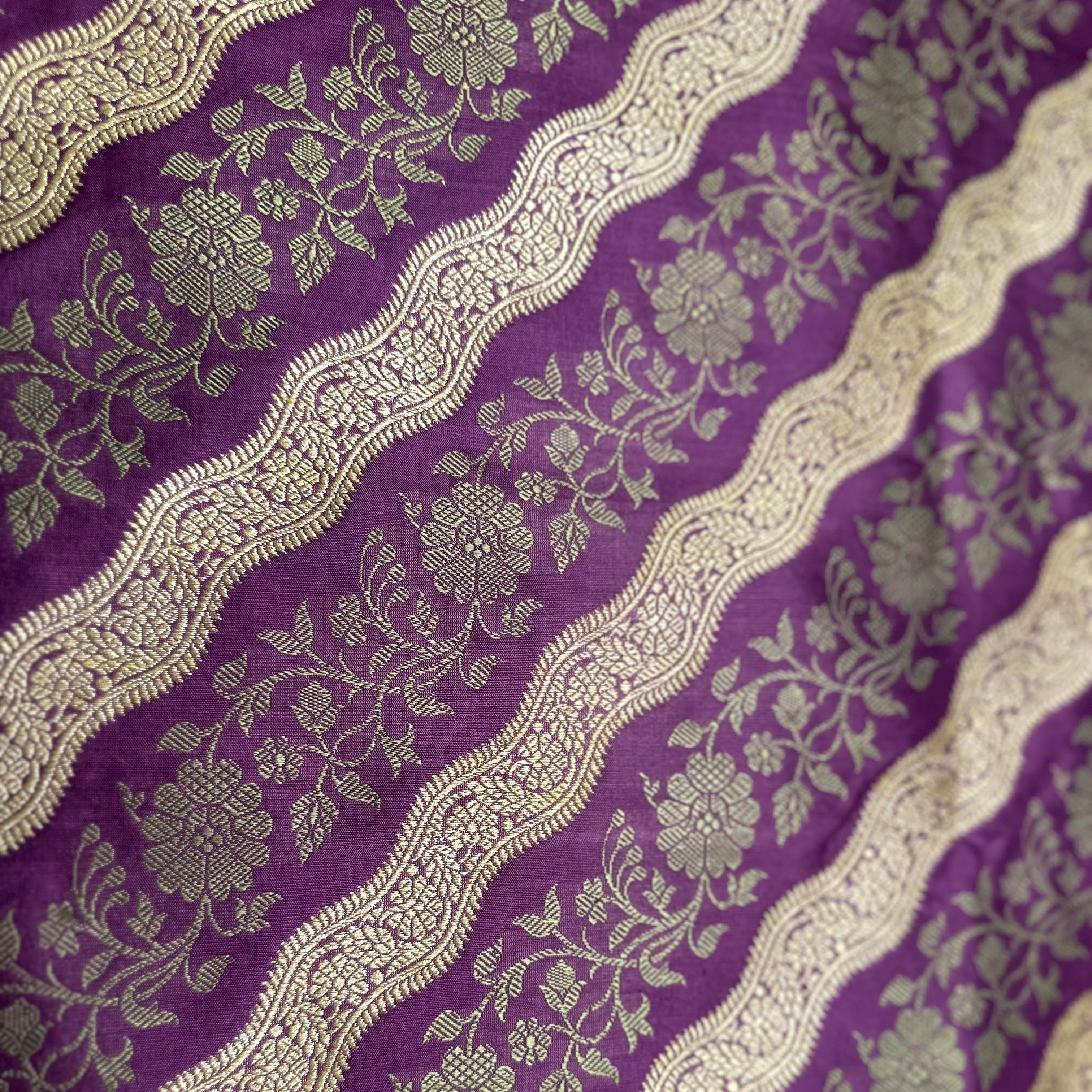 Lavender Ada Khadwa Benarasi Saree