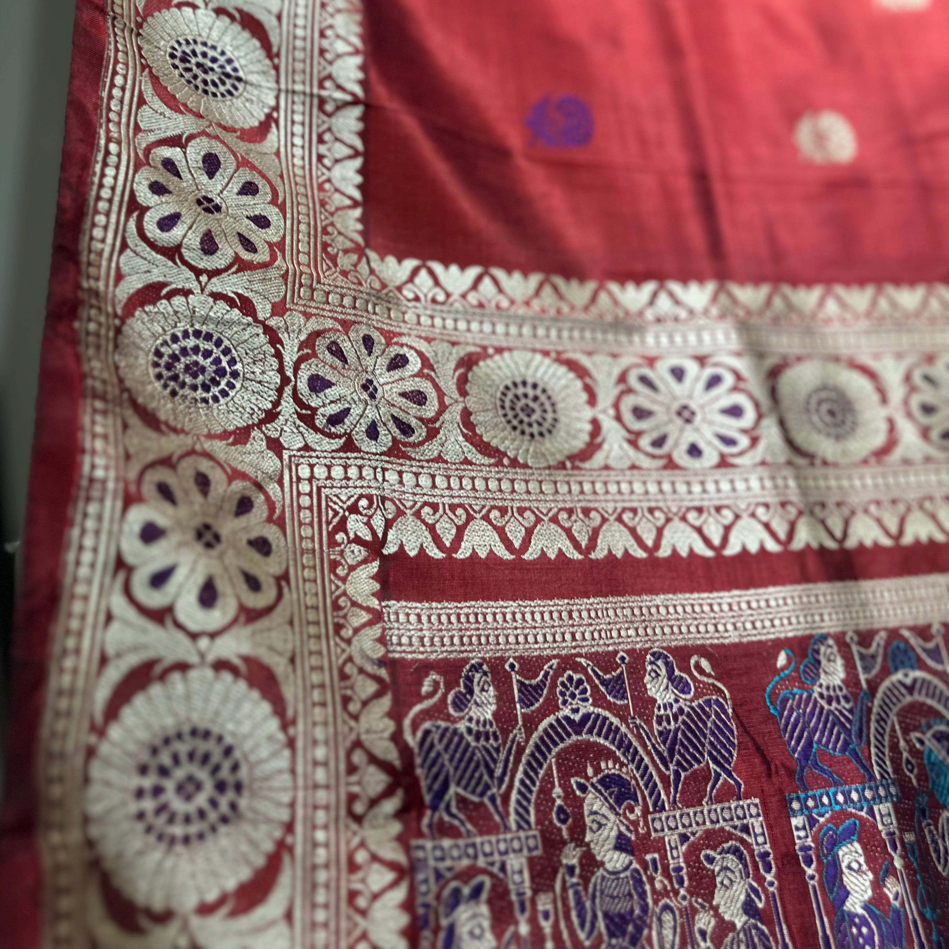 Maroon Baluchari Saree with a Grand Palla