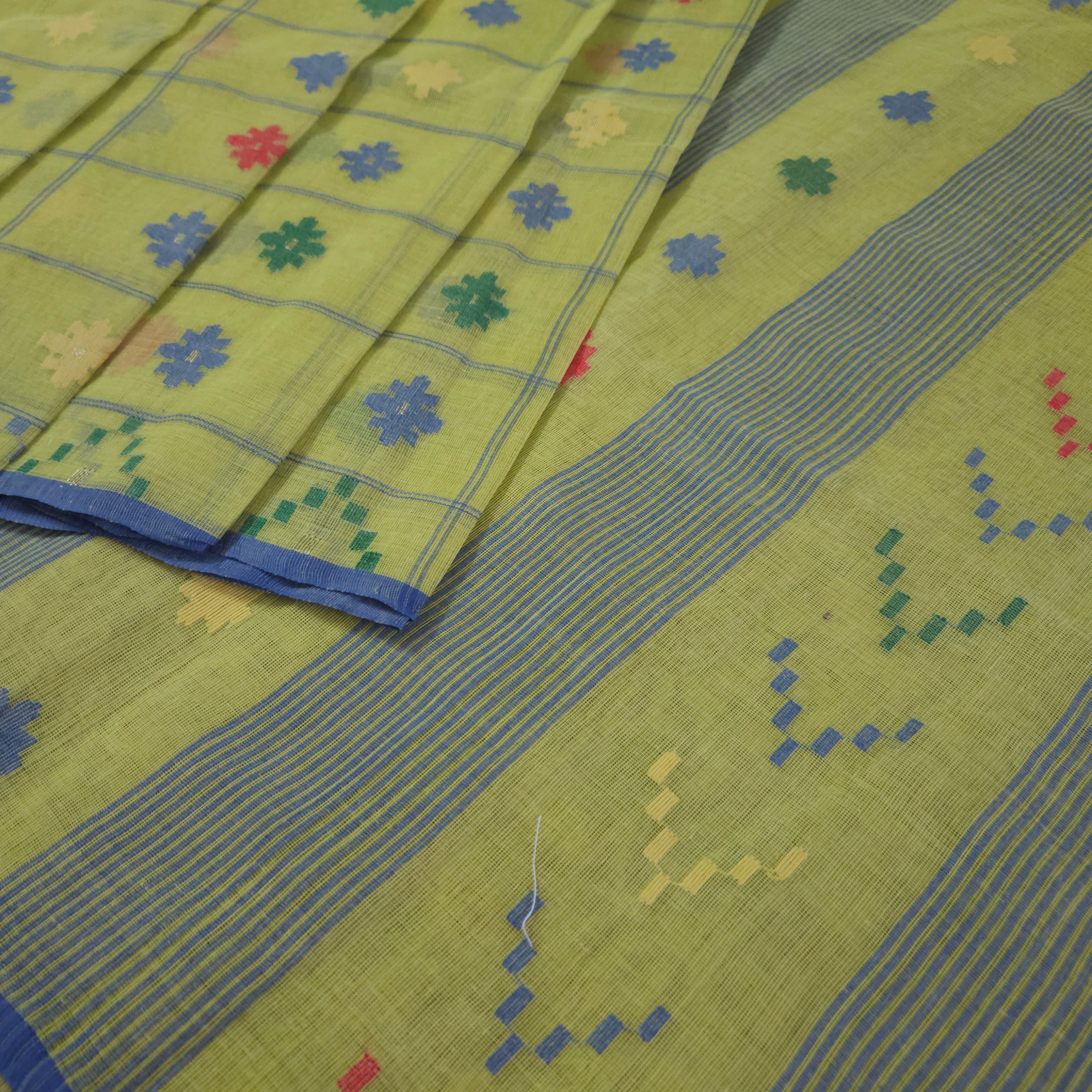 Lime Green Dhakai Jamdani