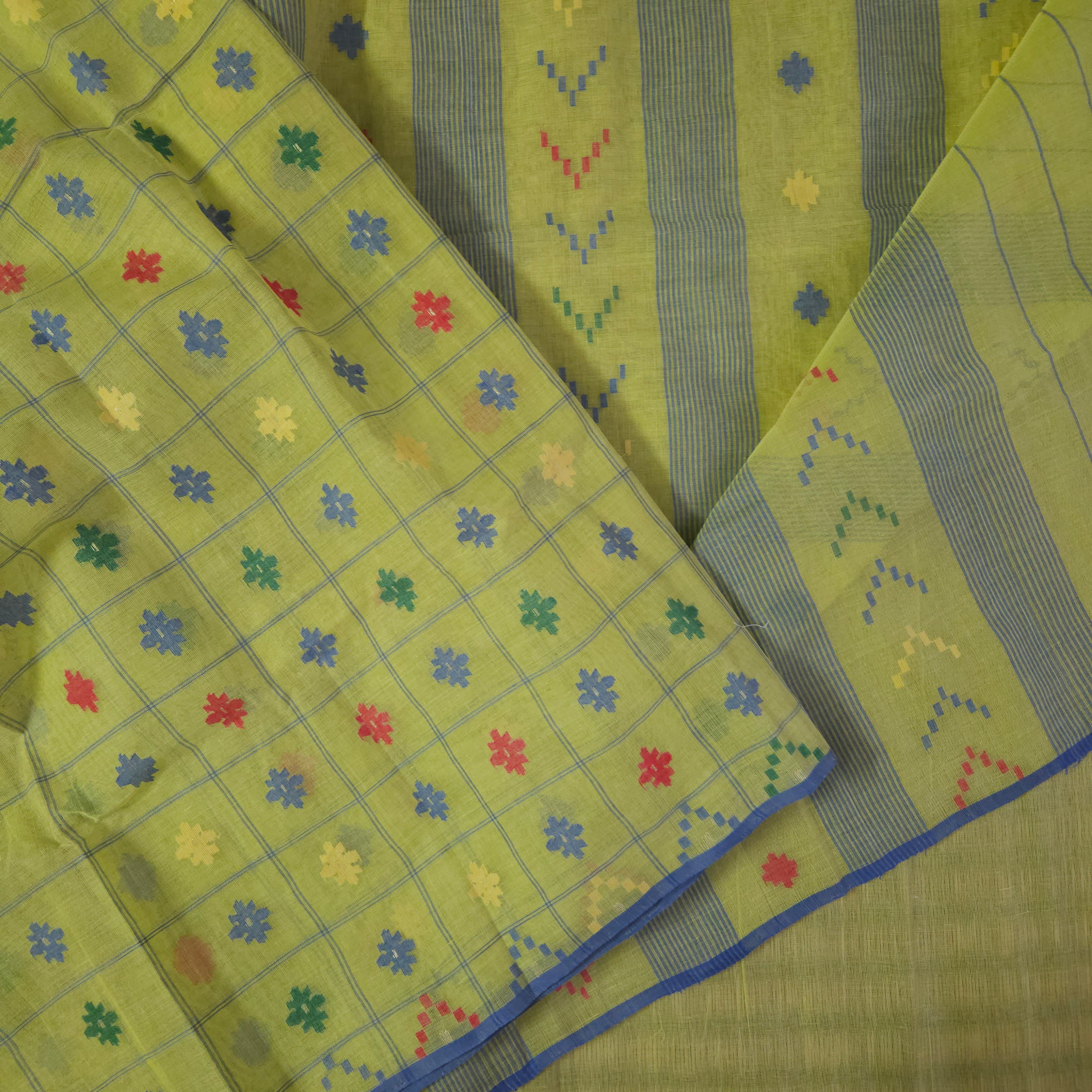 Lime Green Dhakai Jamdani