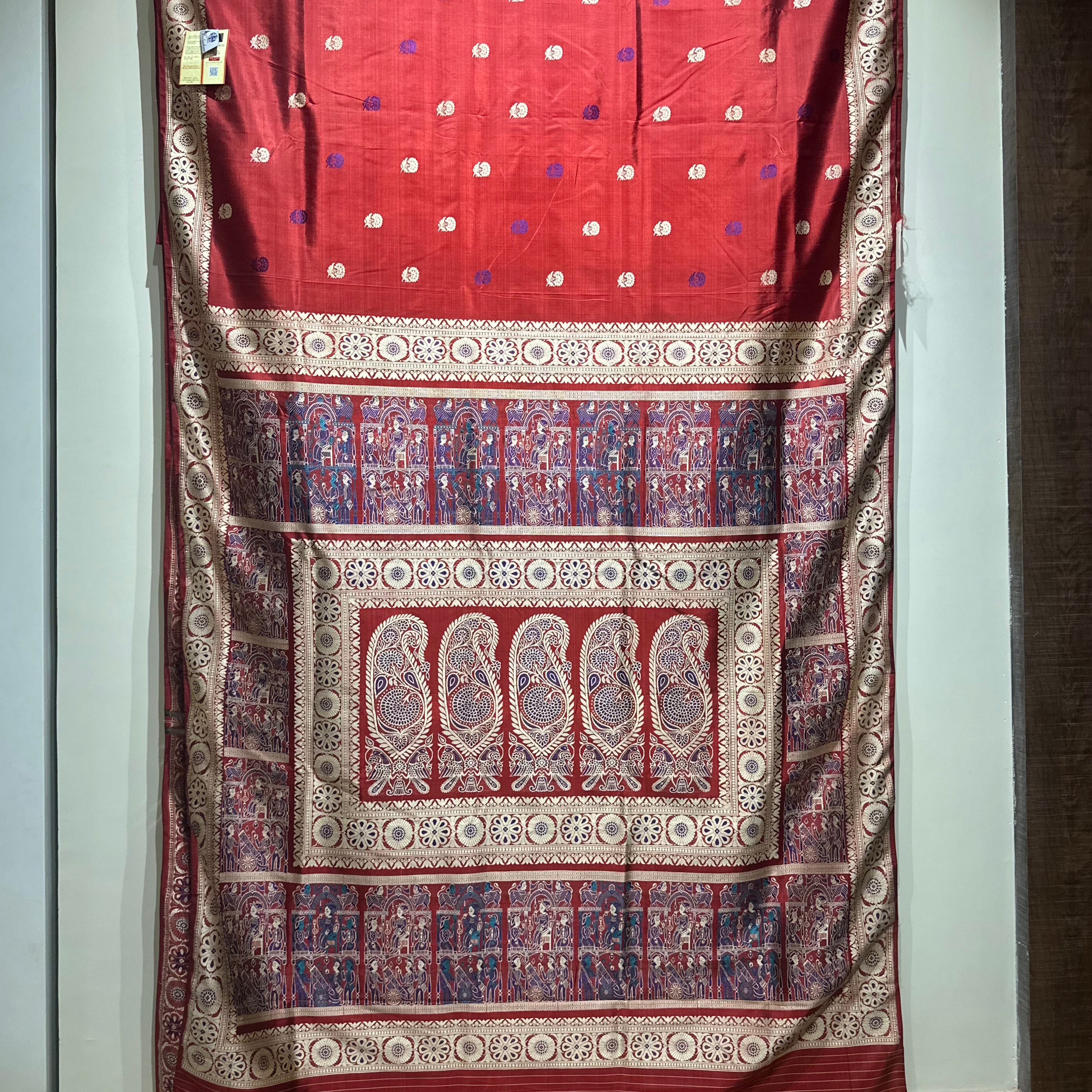 Maroon Baluchari Saree with a Grand Palla