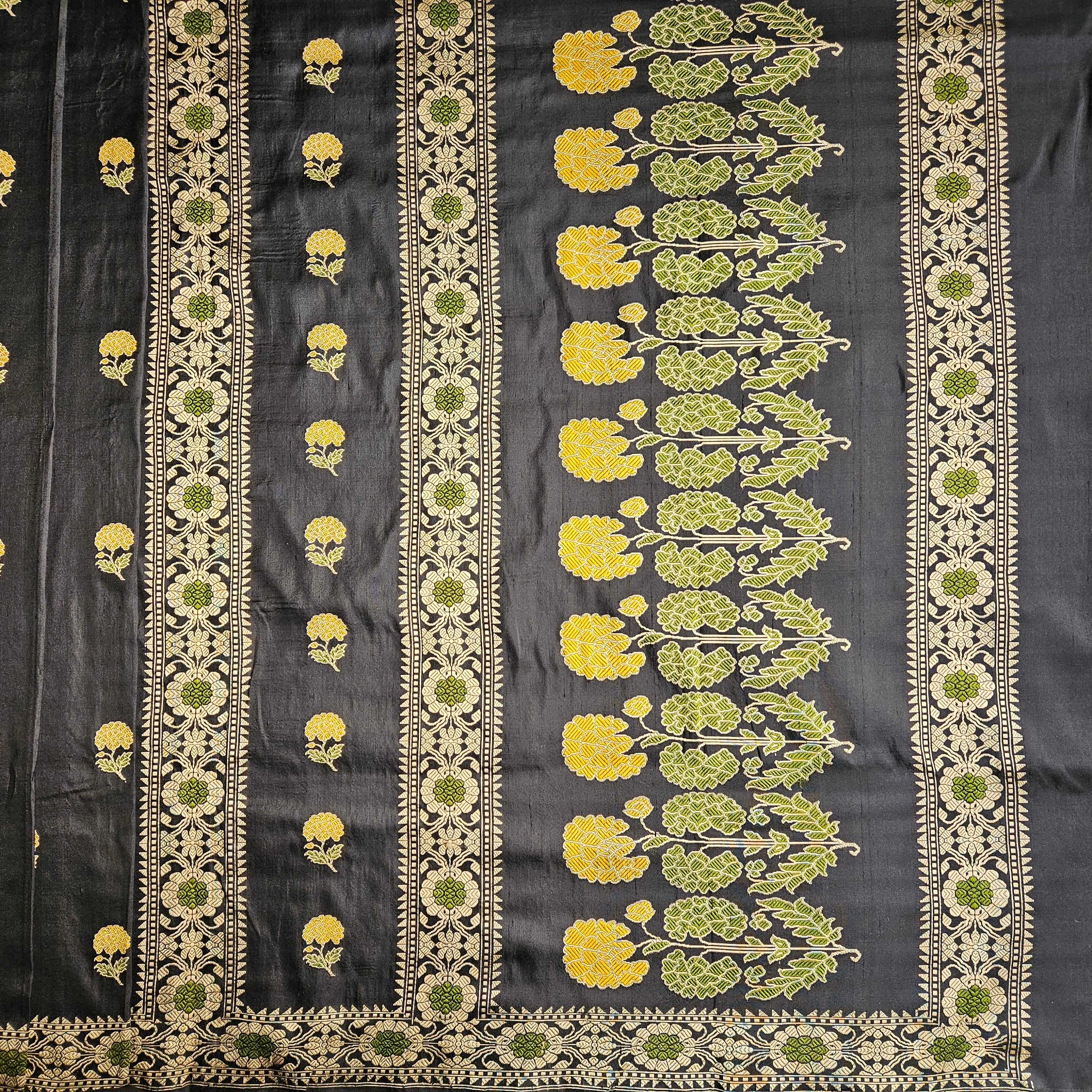 Black with Yellow Revival Baluchari Saree