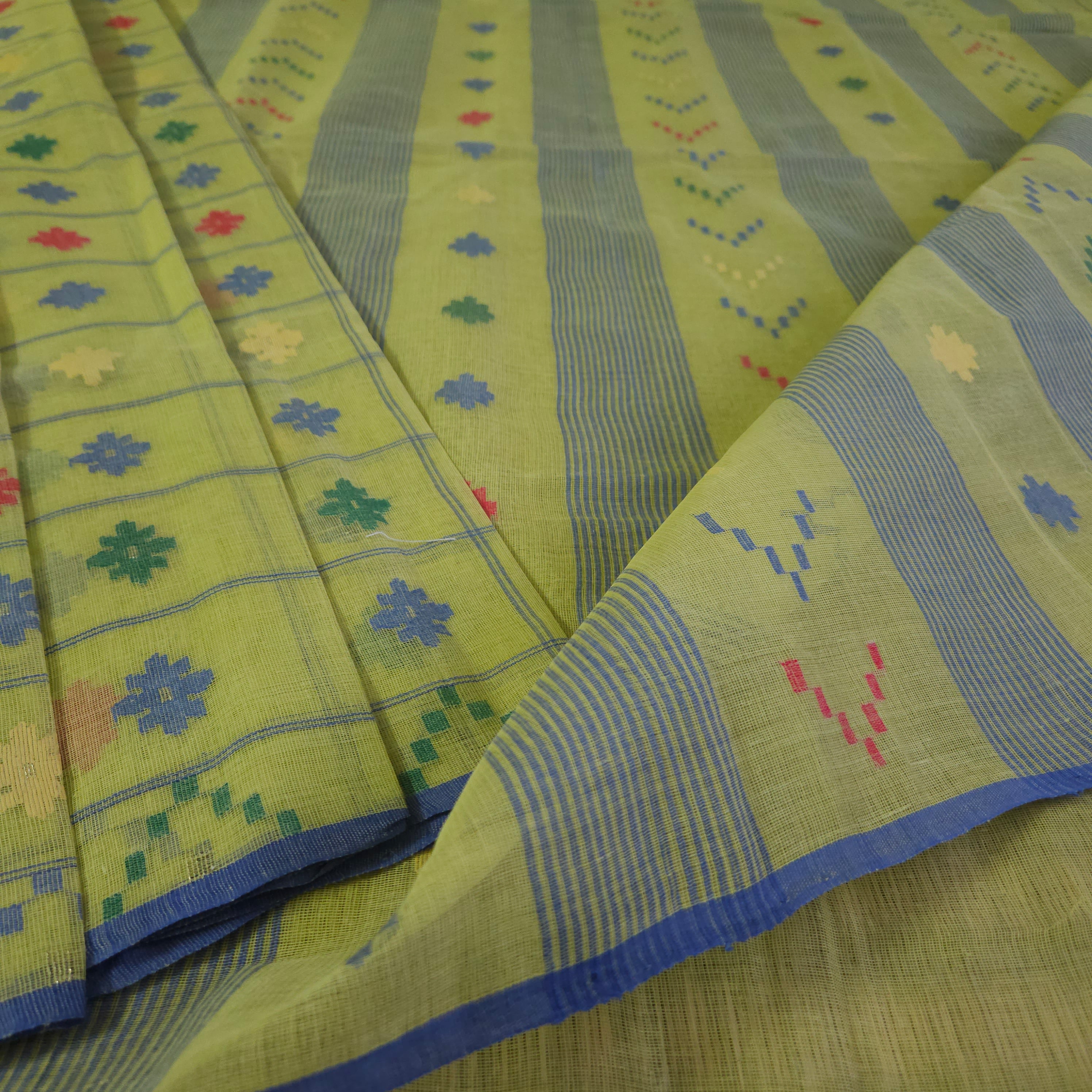 Lime Green Dhakai Jamdani