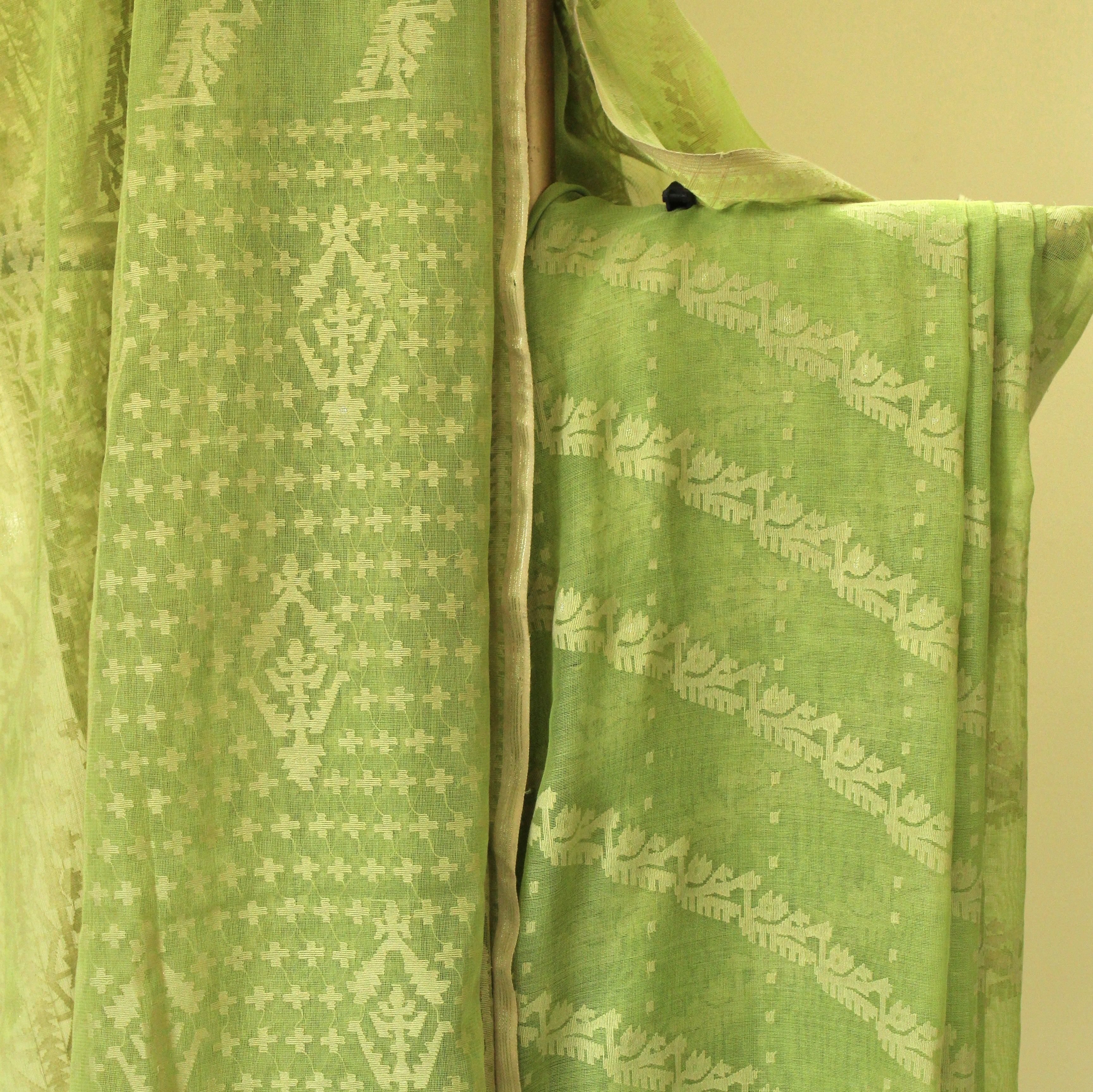 Pre Order: Lime Green Ada Dhakai Jamdani Saree
