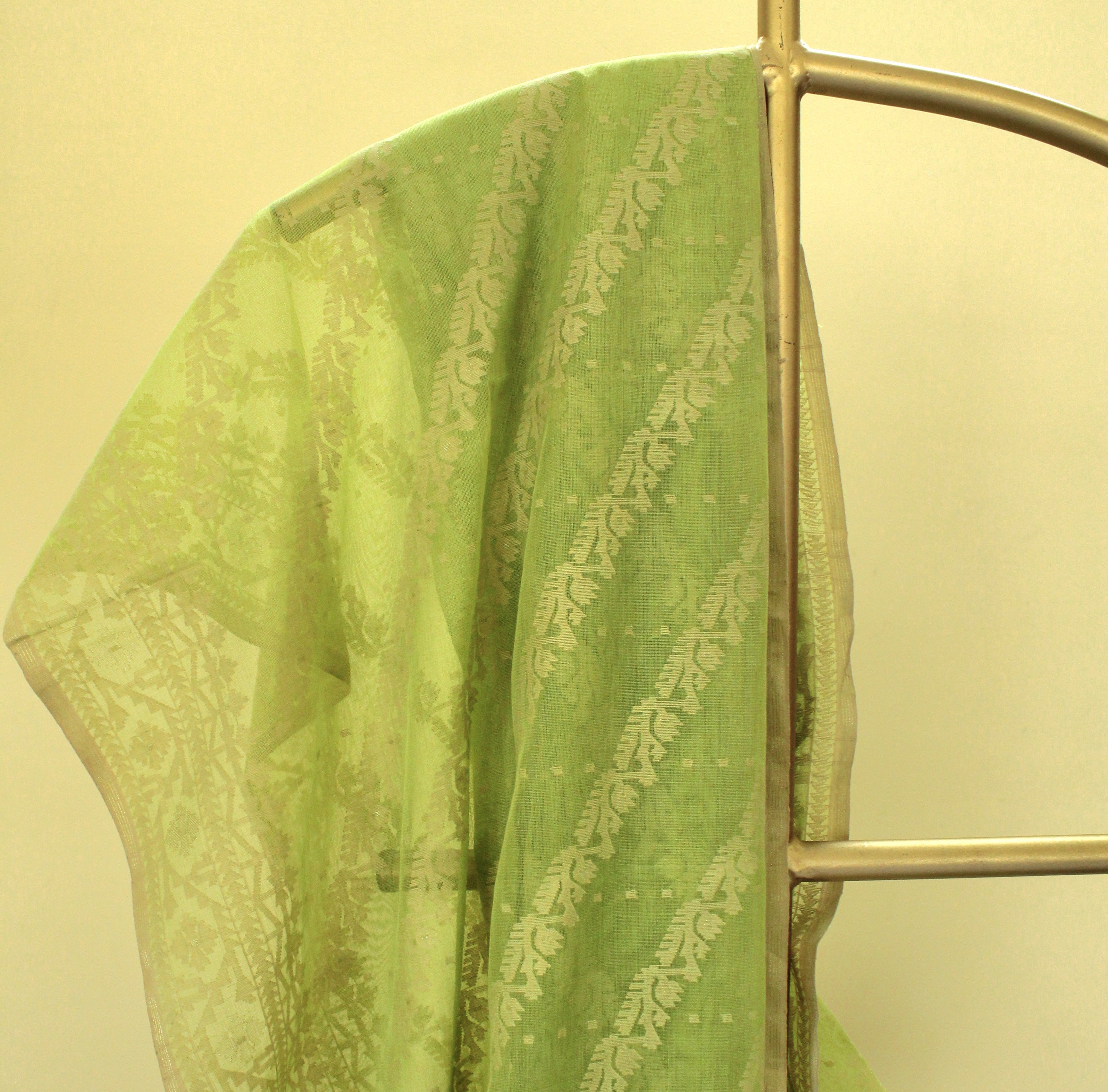 Pre Order: Lime Green Ada Dhakai Jamdani Saree