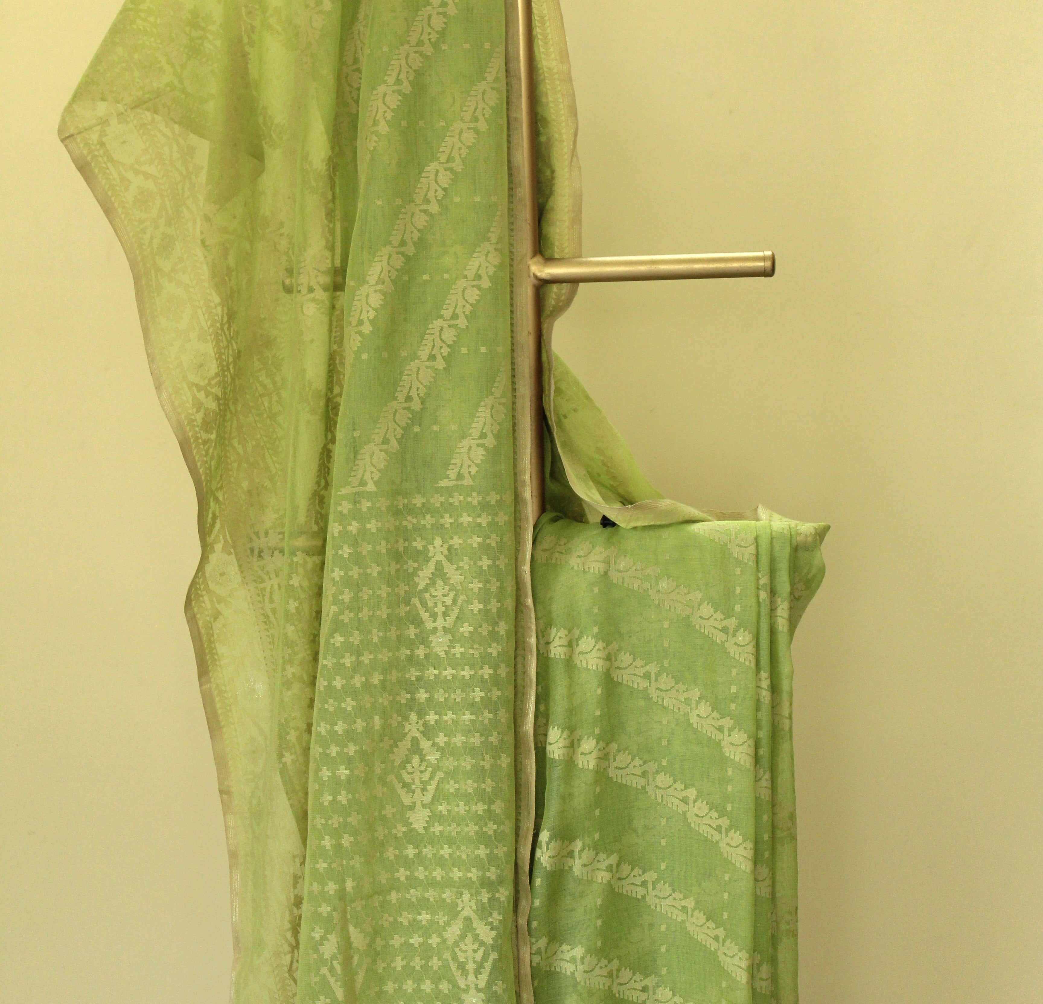 Pre Order: Lime Green Ada Dhakai Jamdani Saree