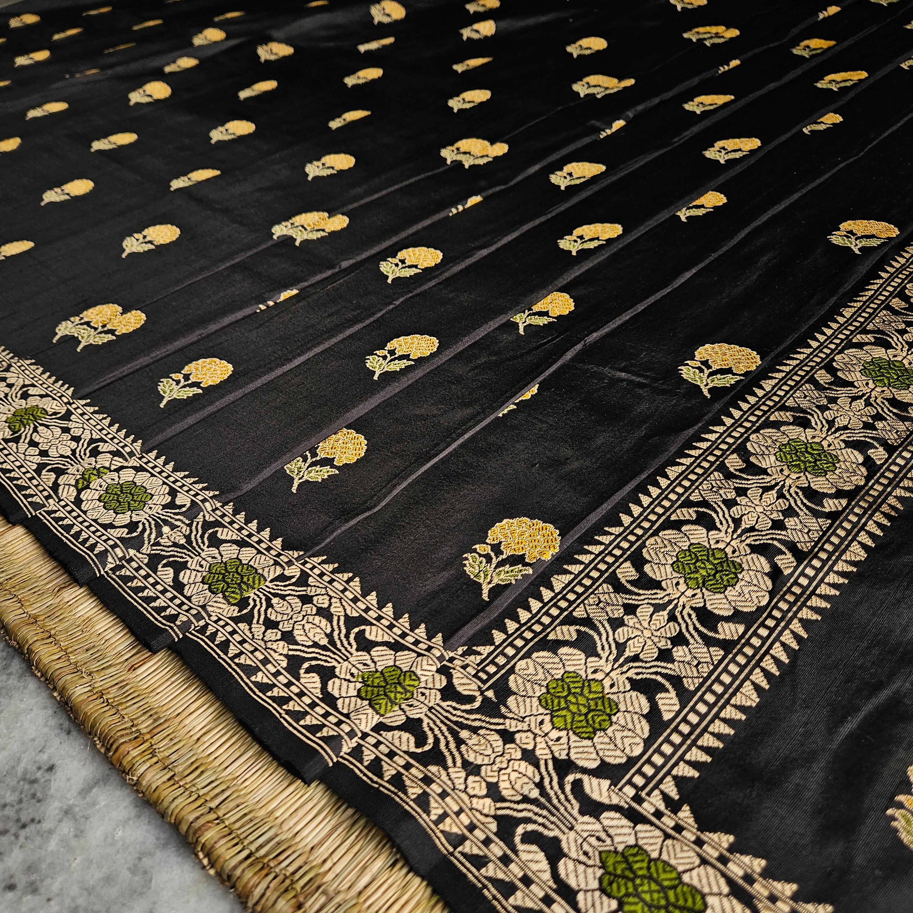 Black with Yellow Revival Baluchari Saree