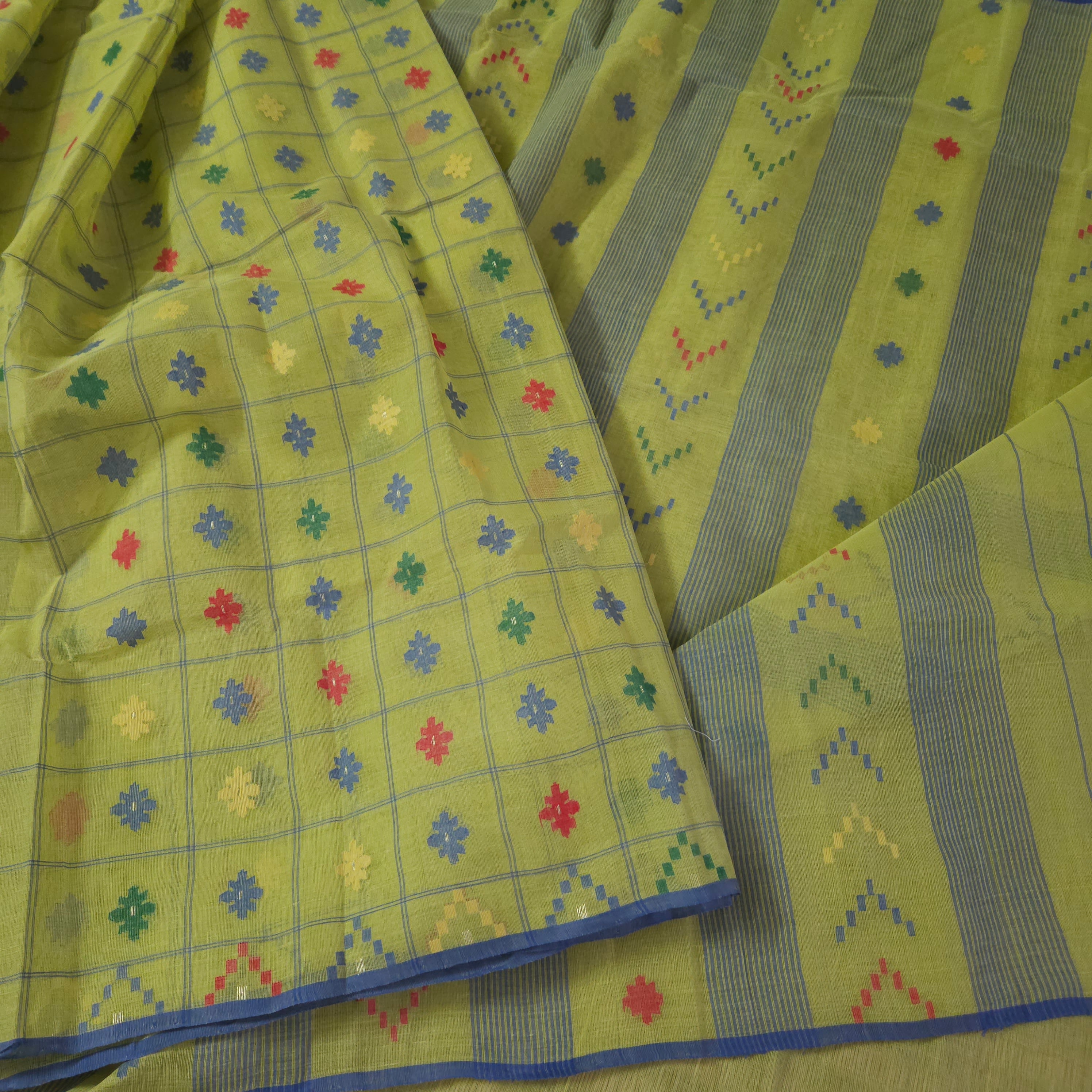 Lime Green Dhakai Jamdani