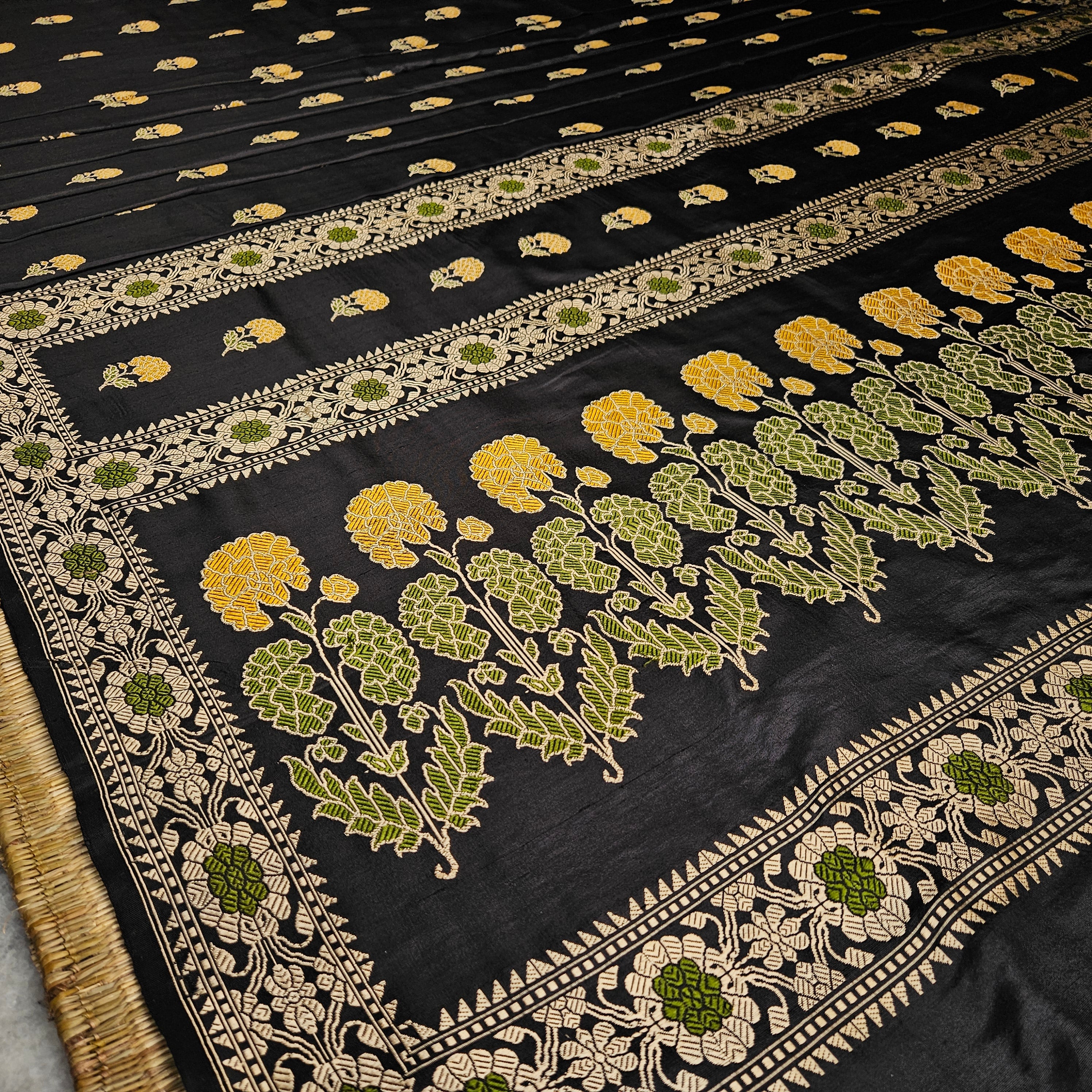 Black with Yellow Revival Baluchari Saree