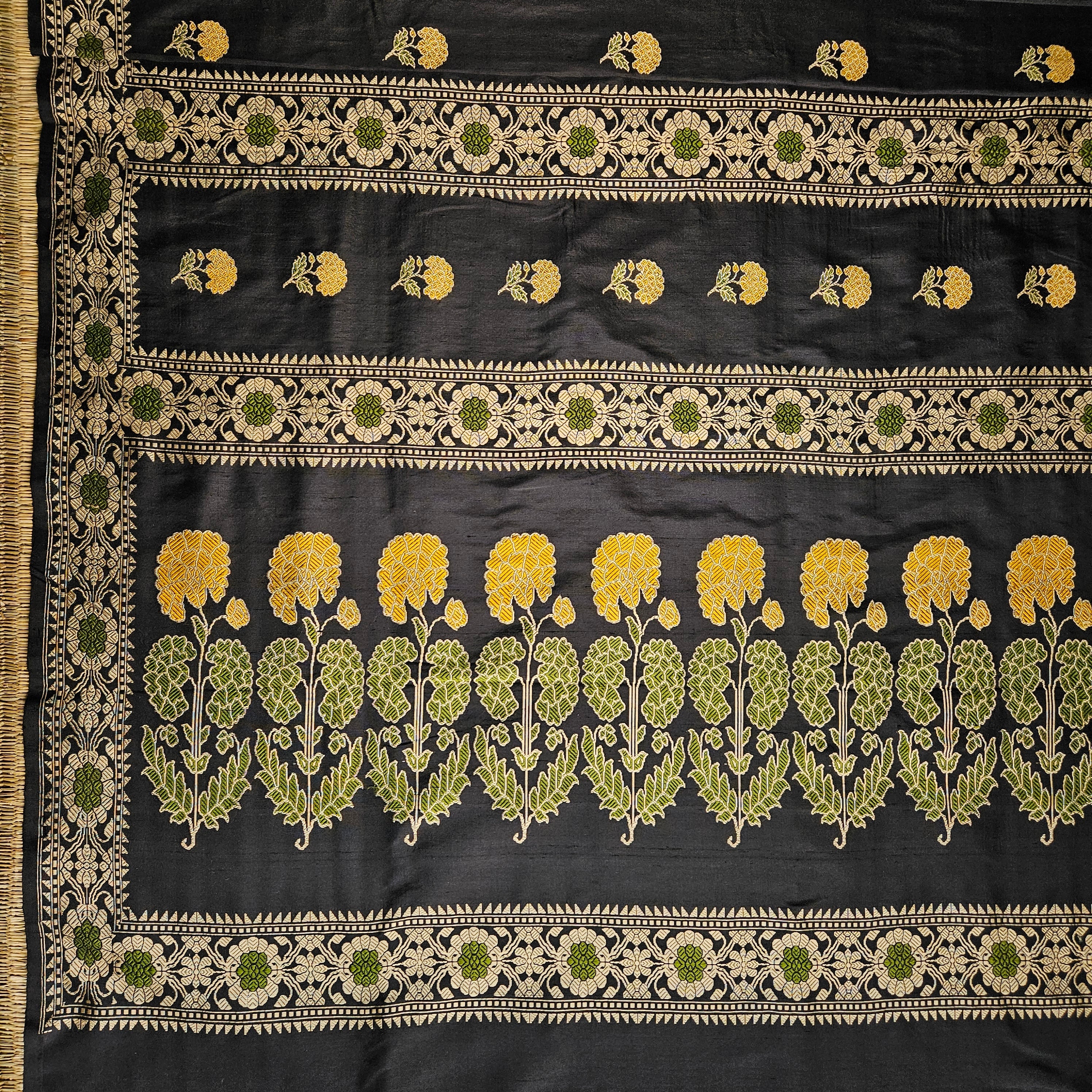 Black with Yellow Revival Baluchari Saree