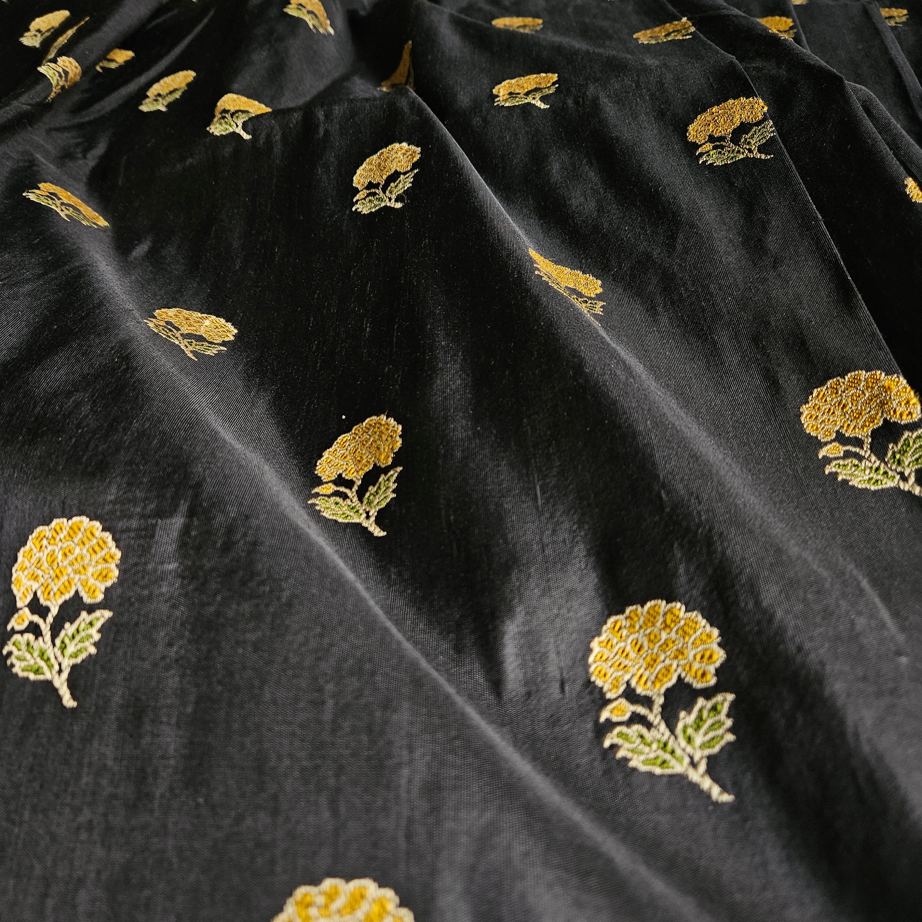 Black with Yellow Revival Baluchari Saree
