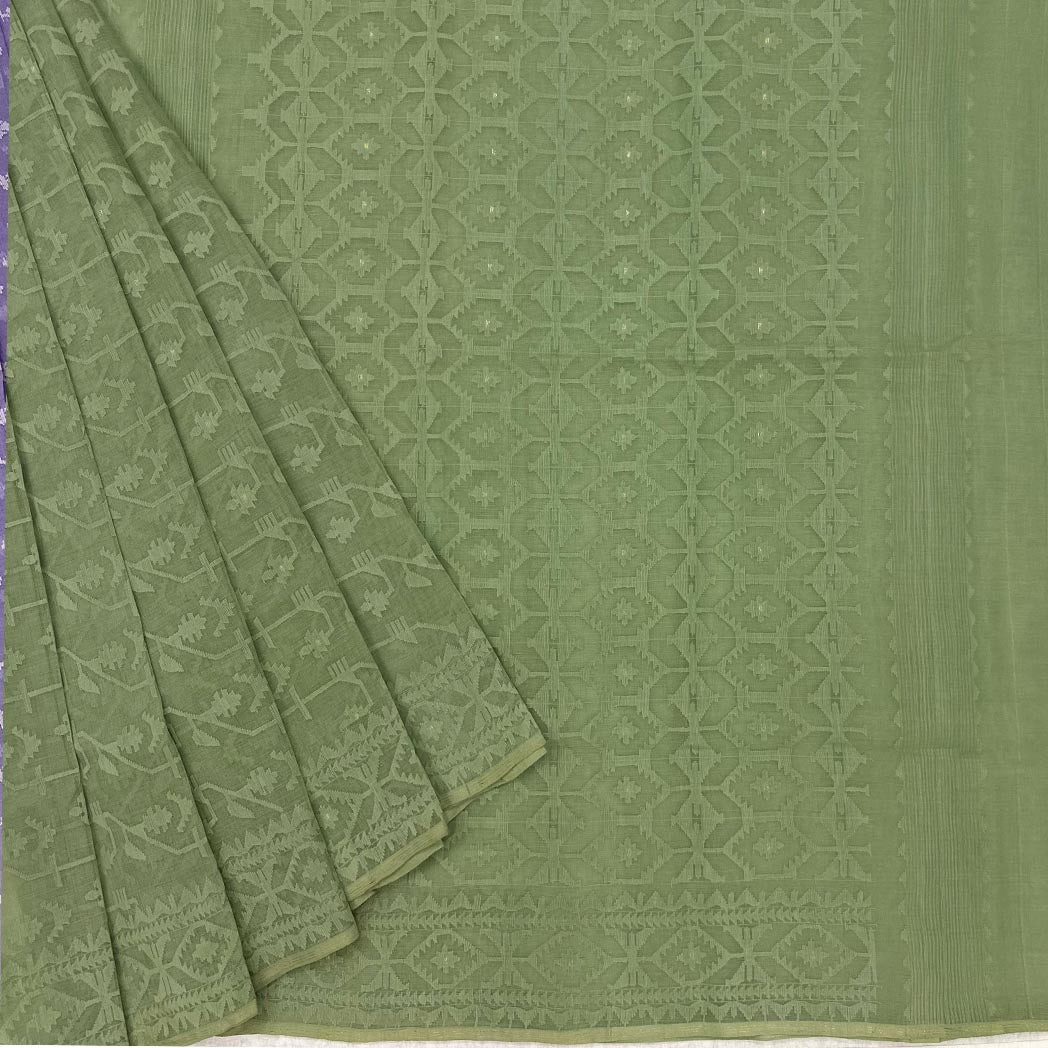 Light Fern Green Dhakai Jamdani