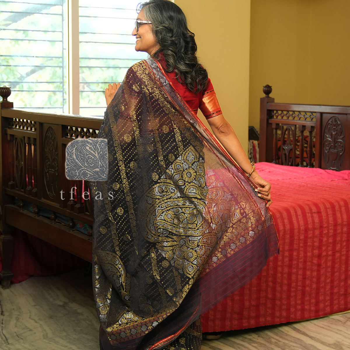 200 Dark Indigo Natural Dyed Dhakai Jamdani