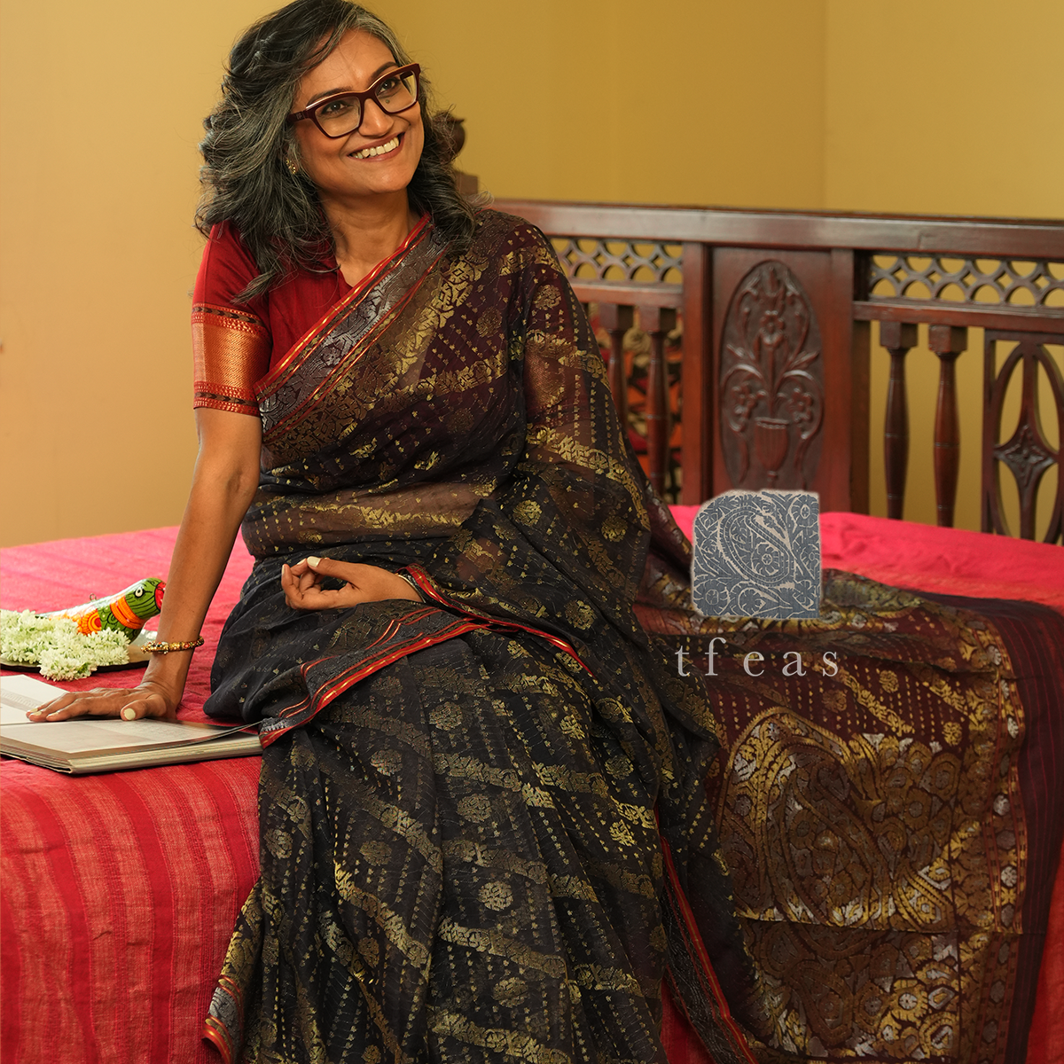 200 Dark Indigo Natural Dyed Dhakai Jamdani