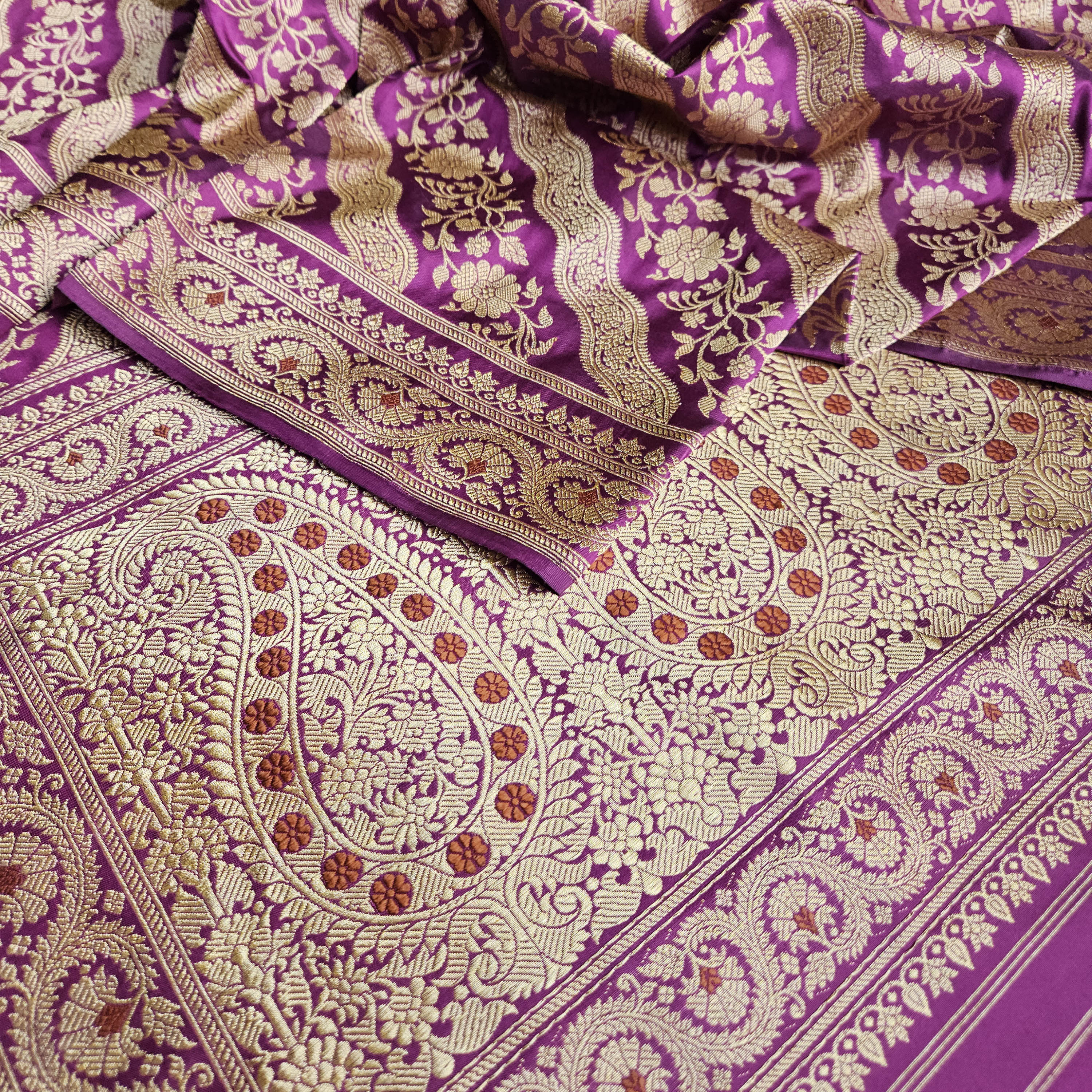 Purplish Pink Ada Khadwa Benarasi Saree