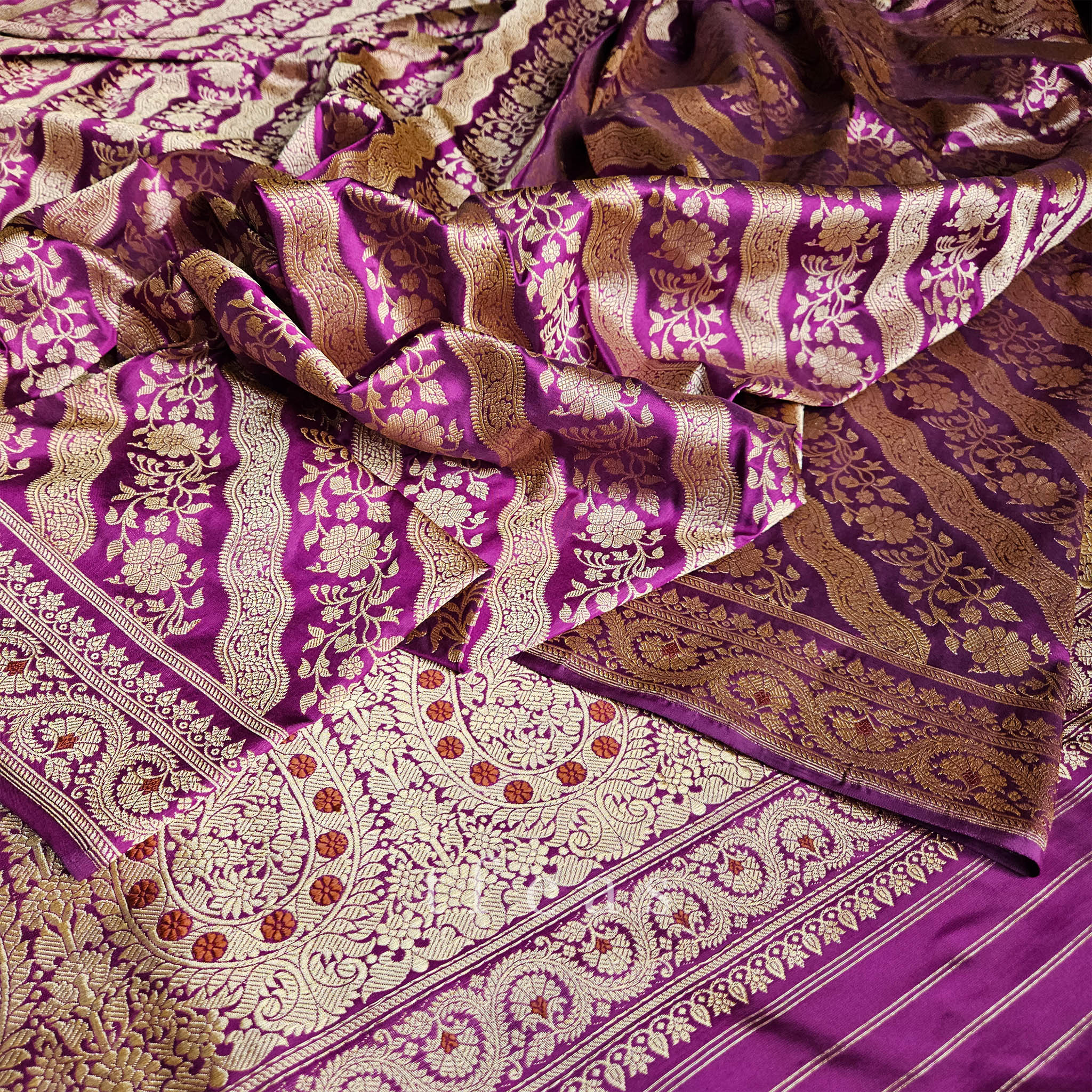 Purplish Pink Ada Khadwa Benarasi Saree