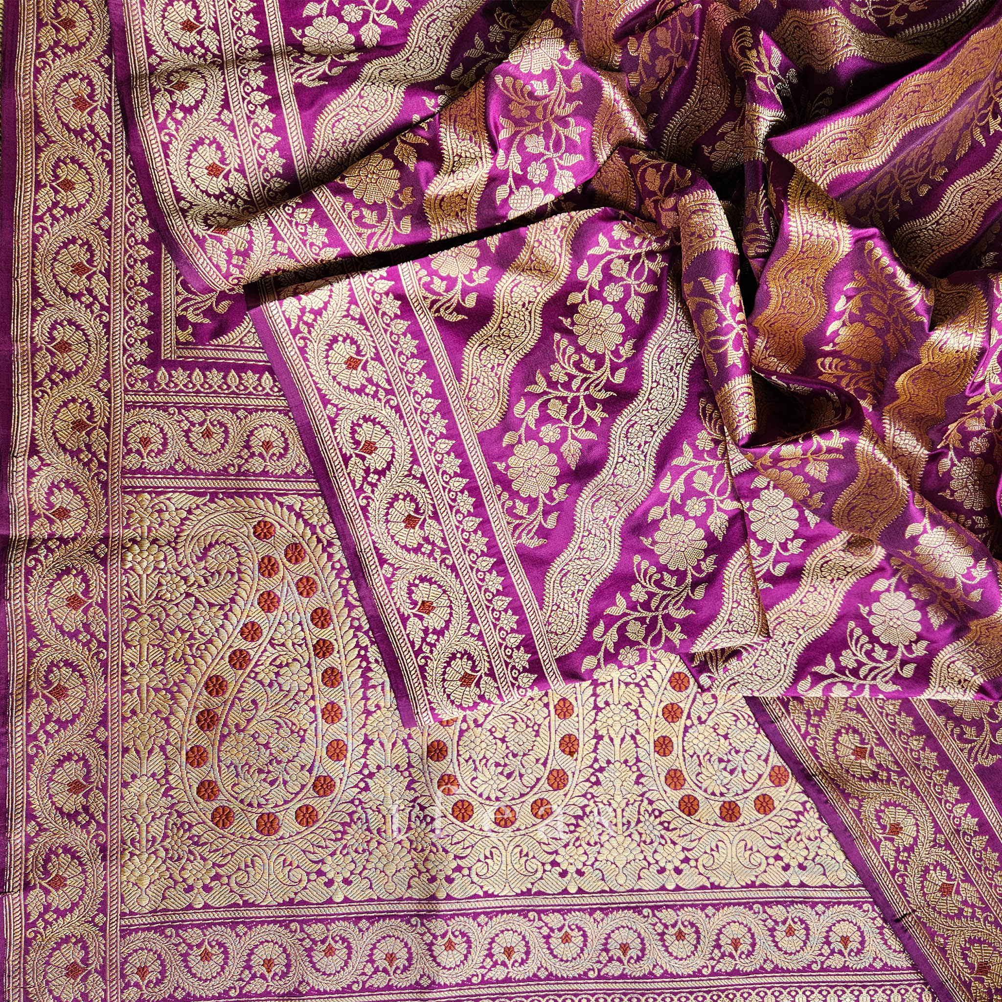 Purplish Pink Ada Khadwa Benarasi Saree