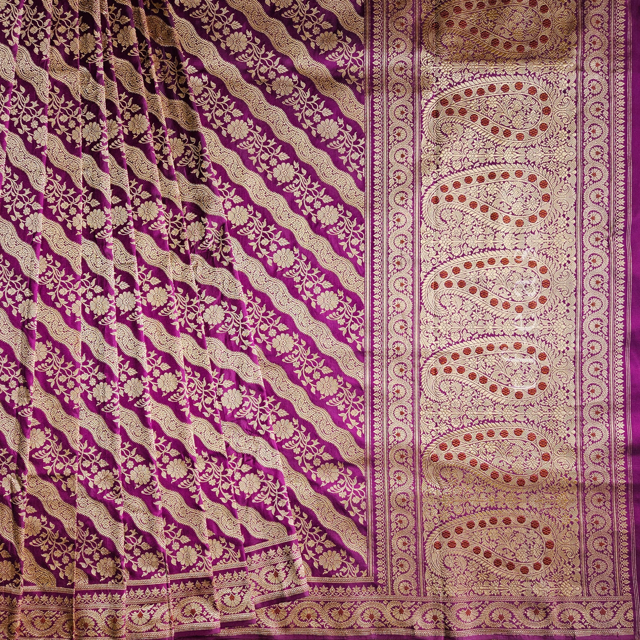 Purplish Pink Ada Khadwa Benarasi Saree