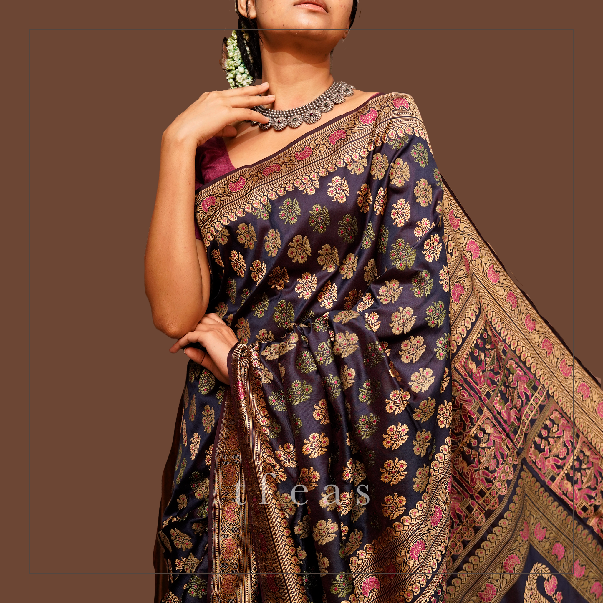 TFEAS Blue Butidar Baluchari from Benaras
