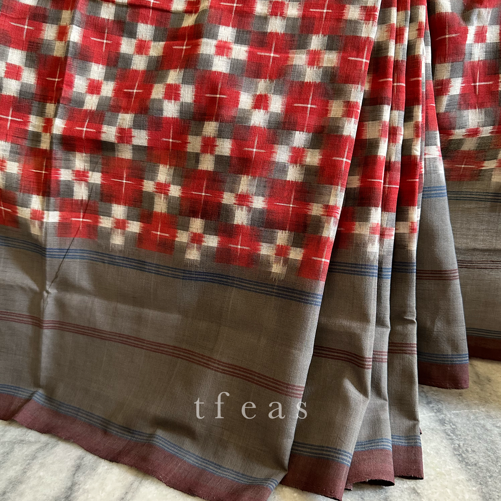 TFEAS Grey and Red Double Ikat