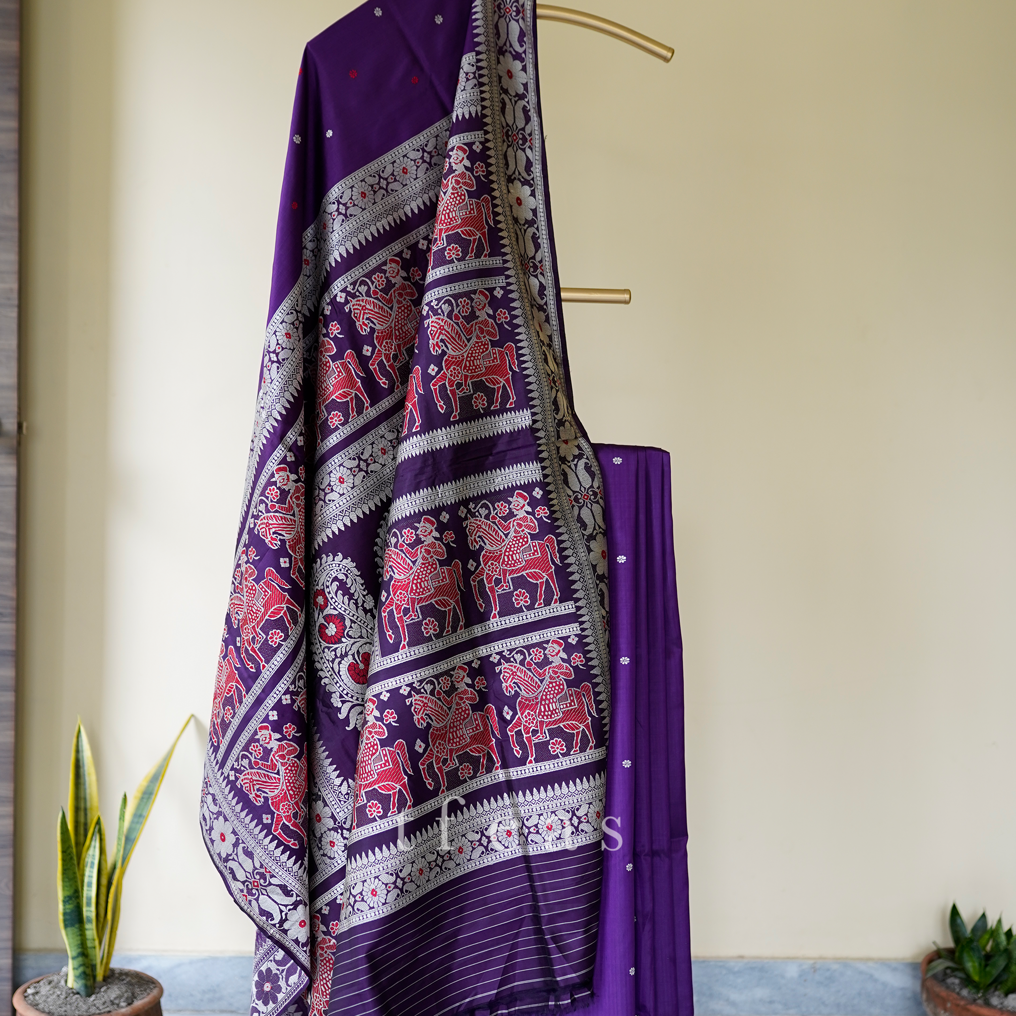 TFEAS Purple Baluchari Saree from Bengal