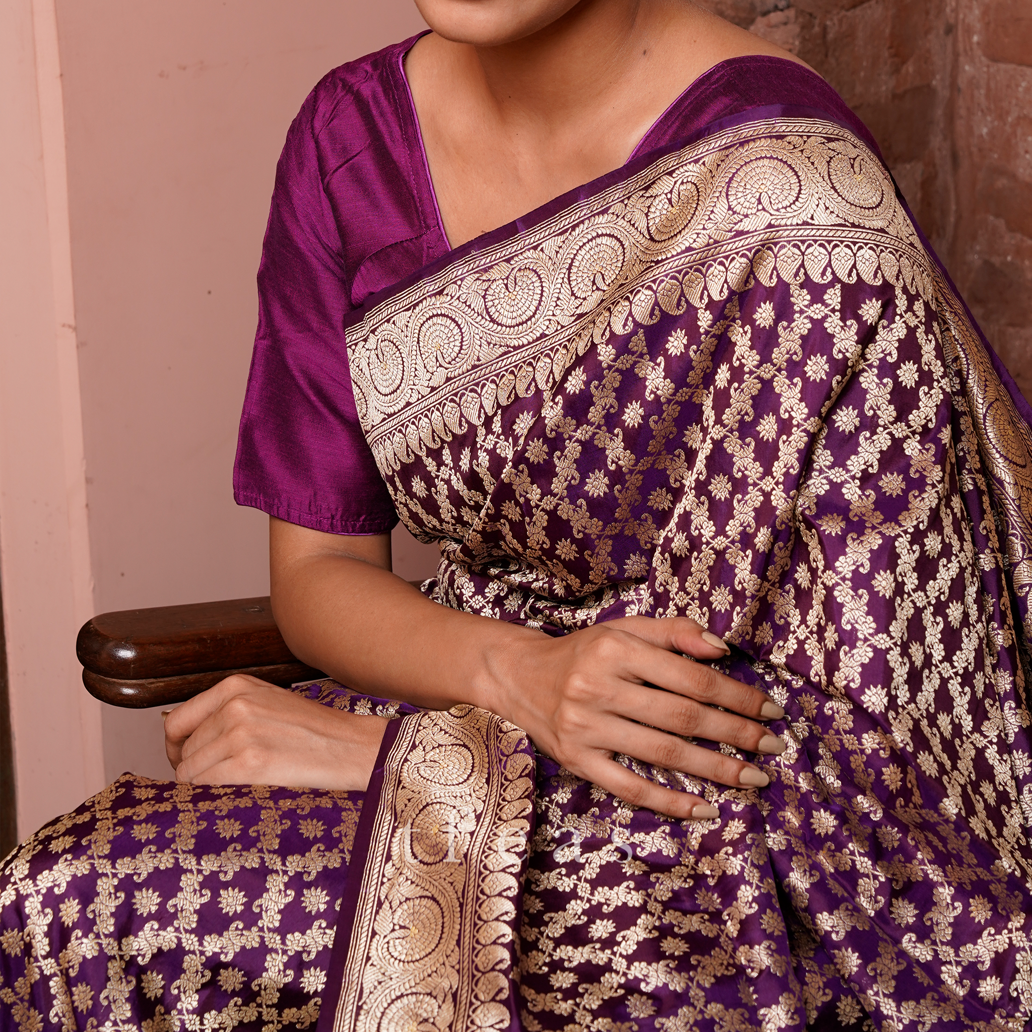 TFEAS Purple Khadwa Jaal Benarasi Saree