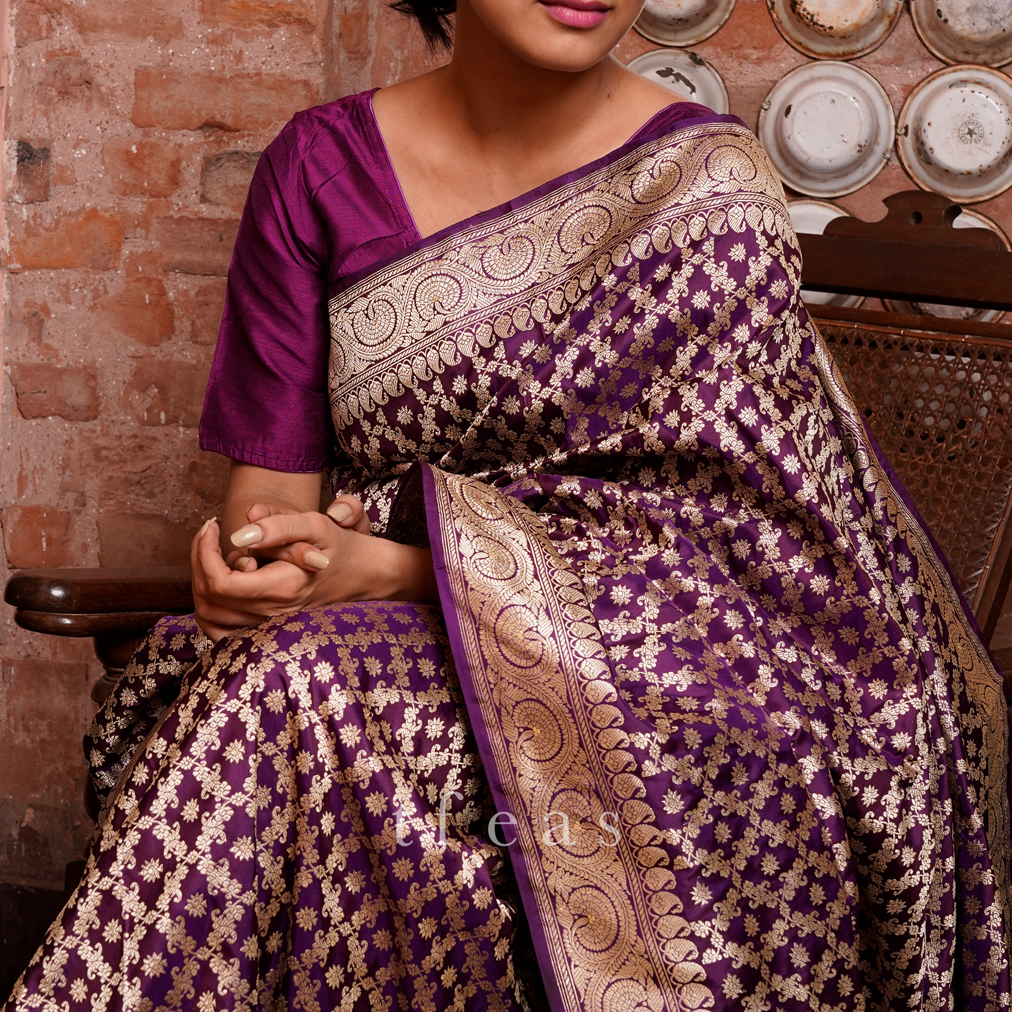 TFEAS Purple Khadwa Jaal Benarasi Saree