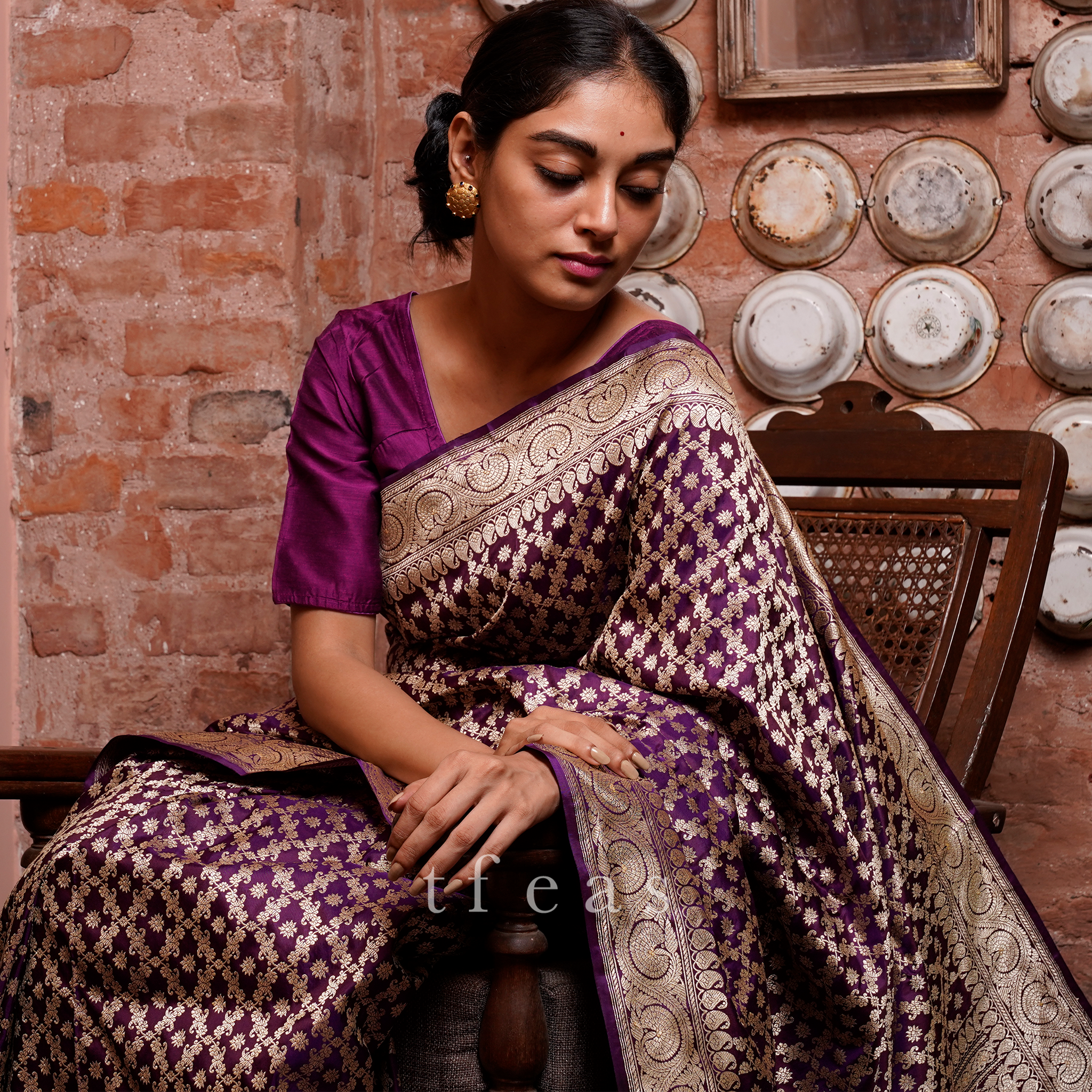 TFEAS Purple Khadwa Jaal Benarasi Saree