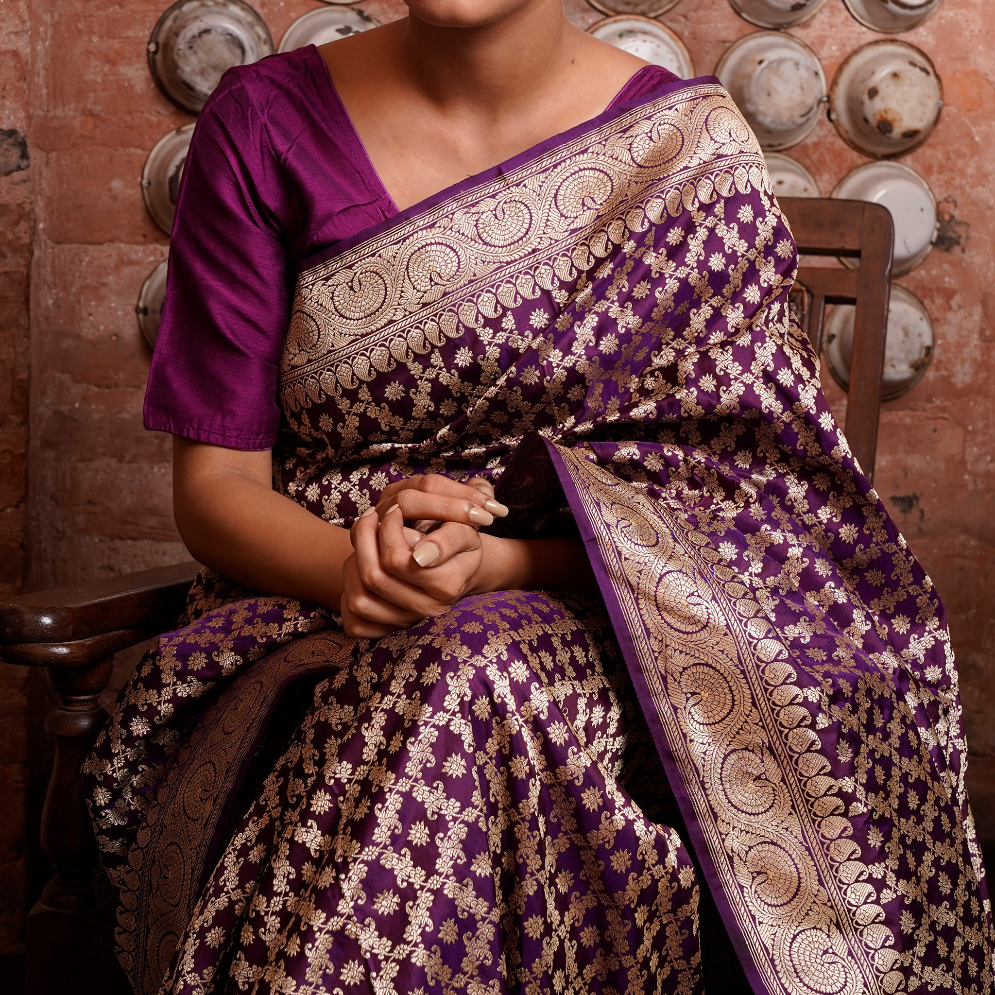 TFEAS Purple Khadwa Jaal Benarasi Saree
