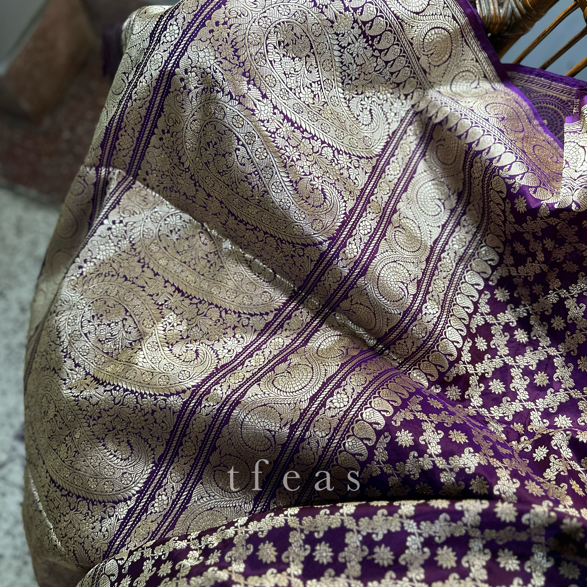 TFEAS Purple Khadwa Jaal Benarasi Saree