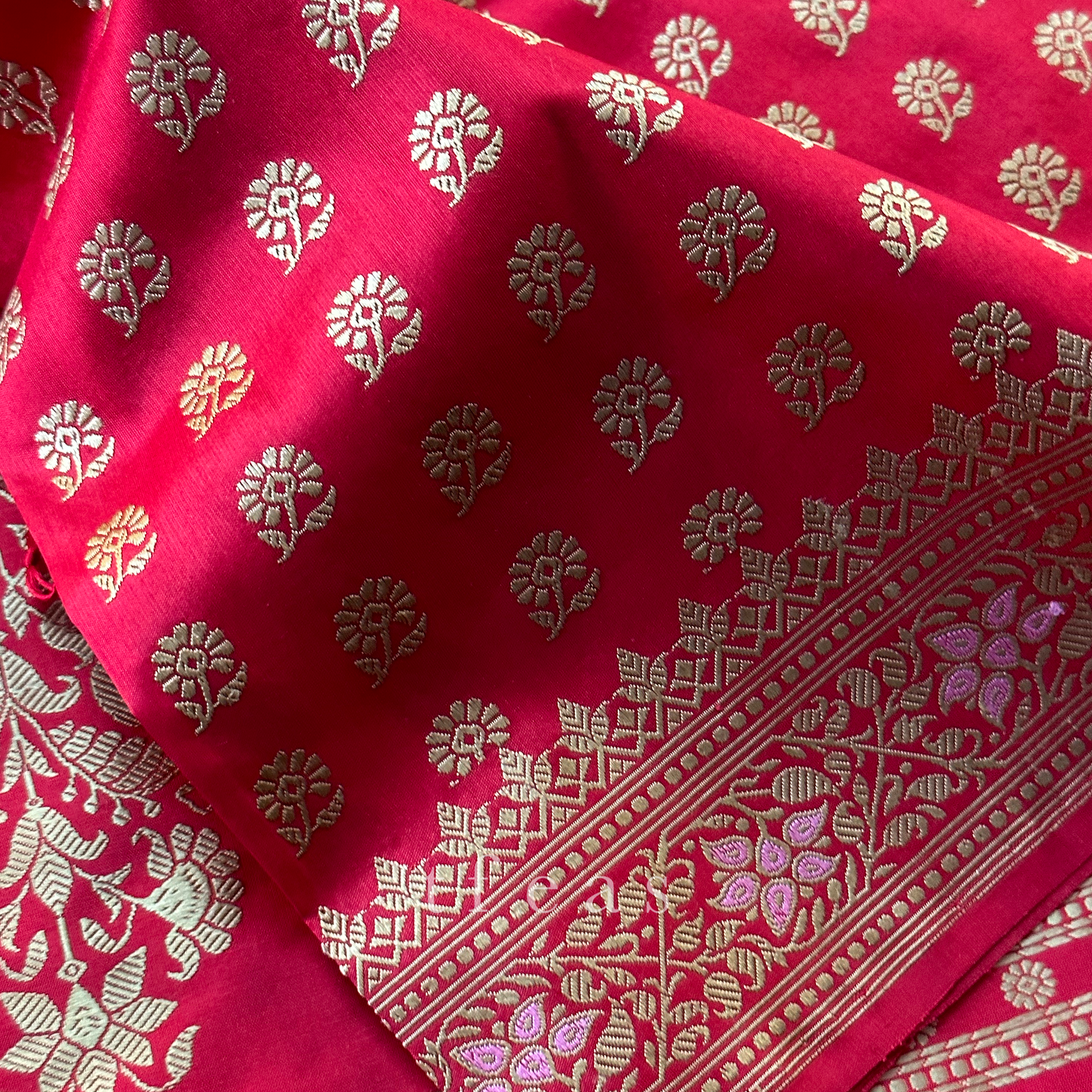 TFEAS Red Revival Baluchari Saree with tree of life