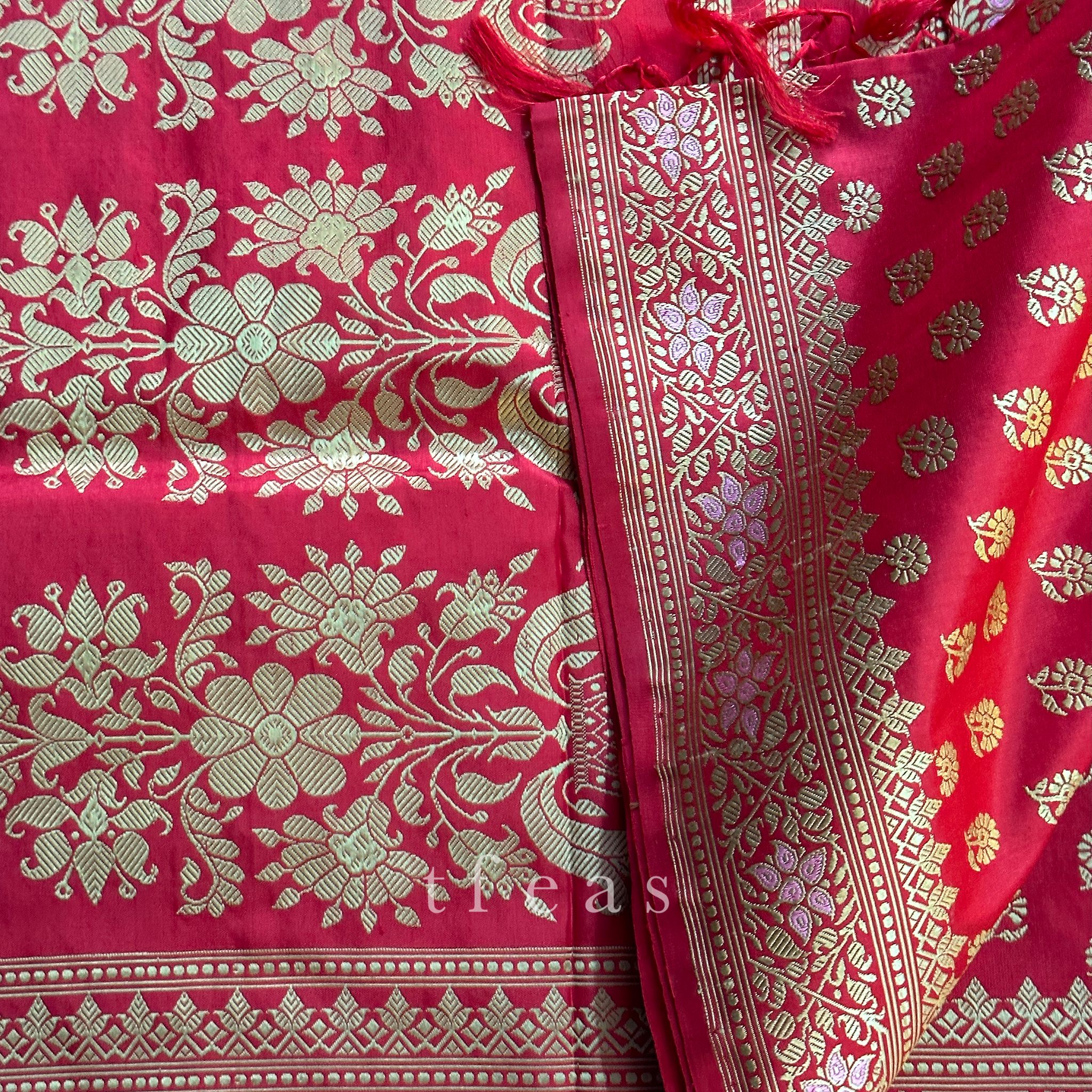 TFEAS Red Revival Baluchari Saree with tree of life