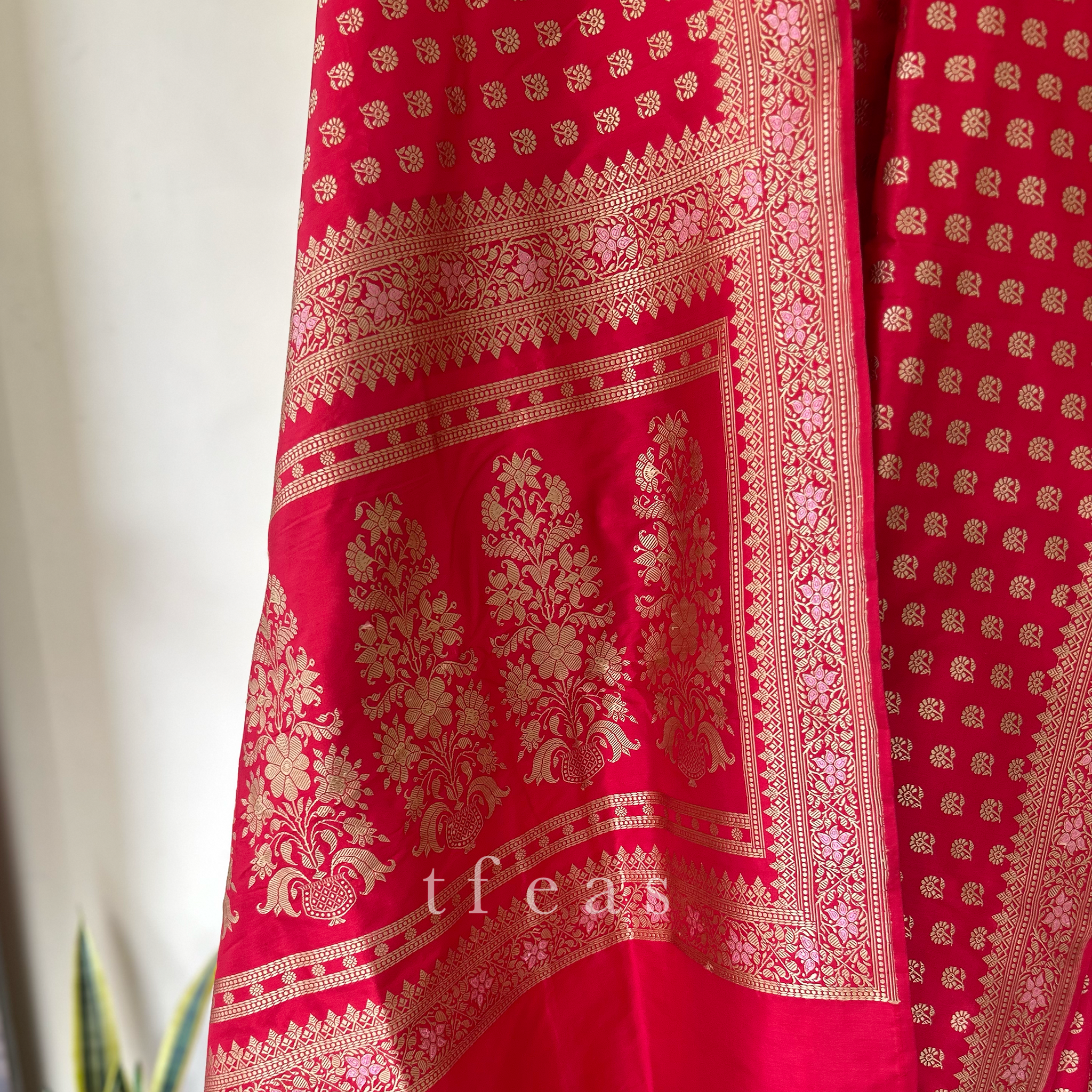 TFEAS Red Revival Baluchari Saree with tree of life