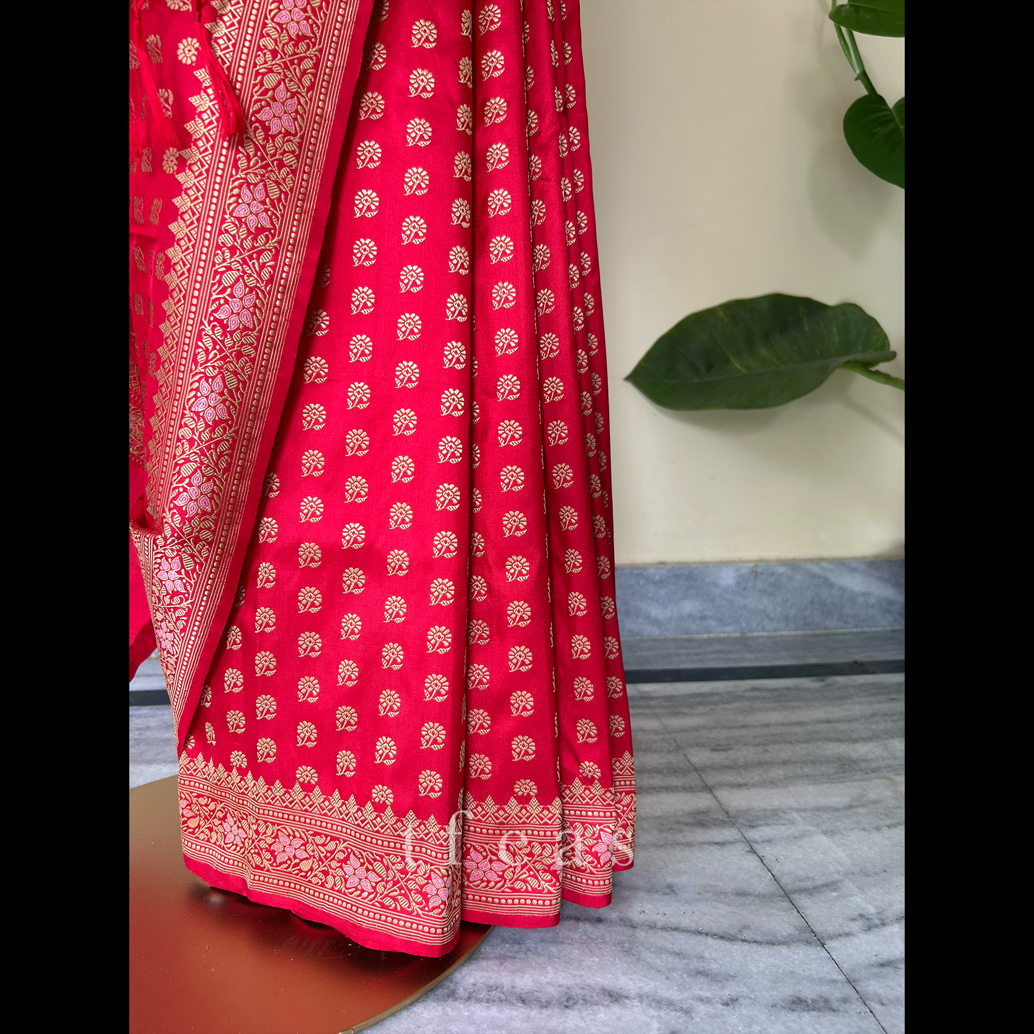 TFEAS Red Revival Baluchari Saree with tree of life