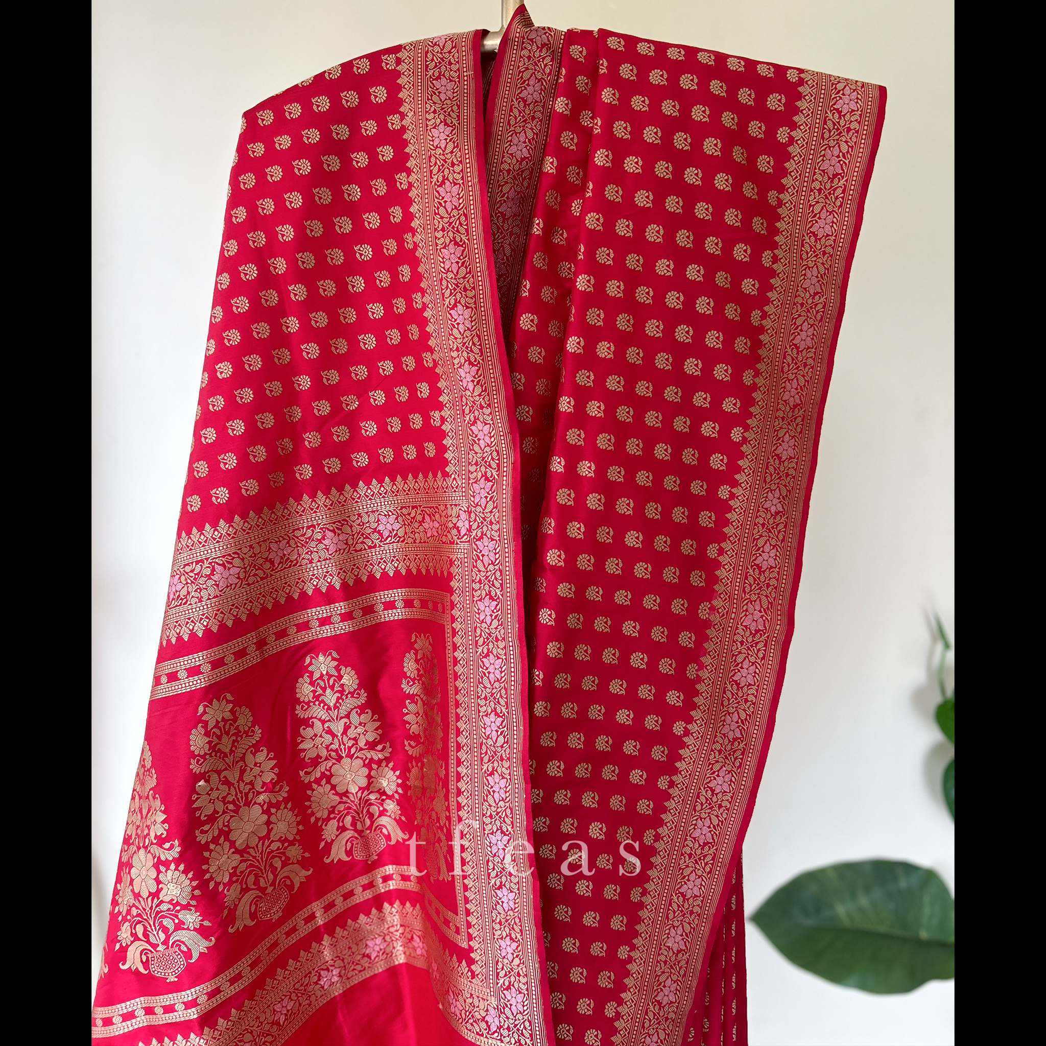 TFEAS Red Revival Baluchari Saree with tree of life