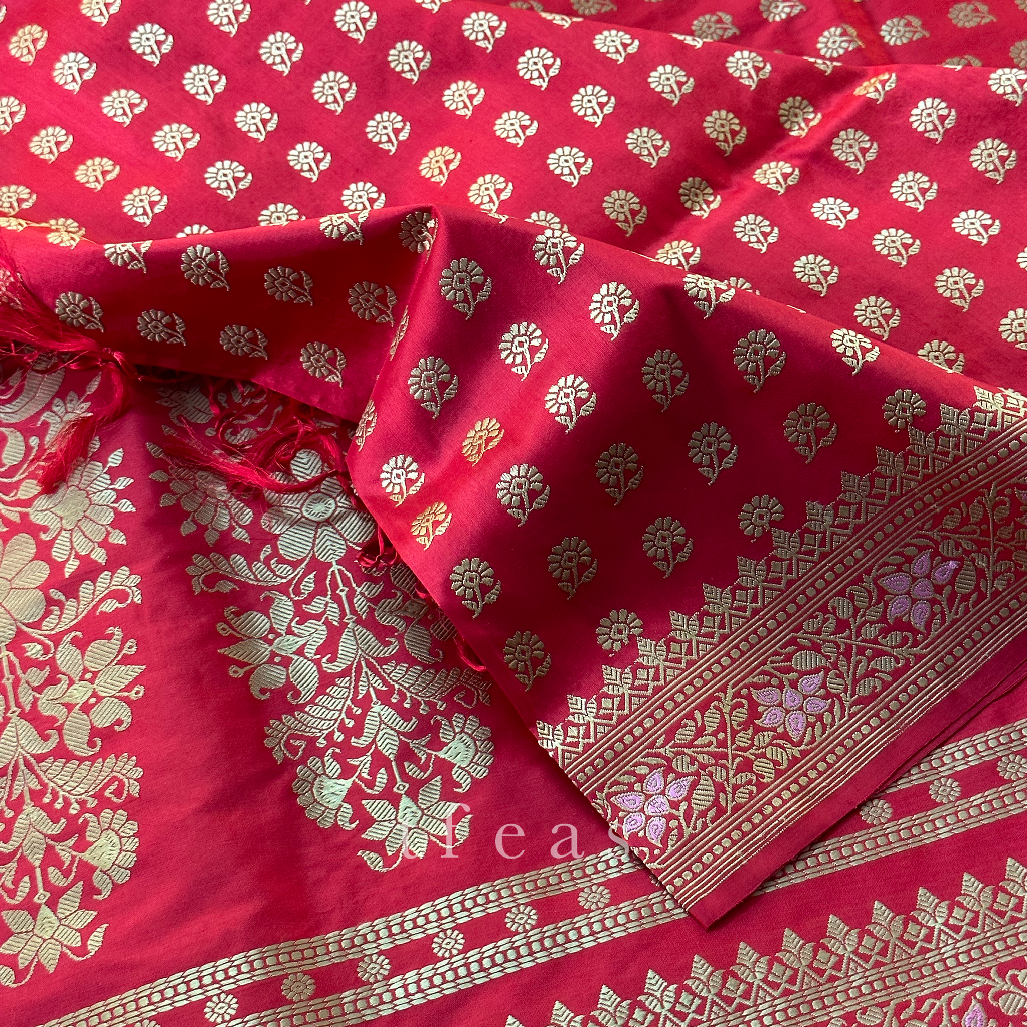 TFEAS Red Revival Baluchari Saree with tree of life