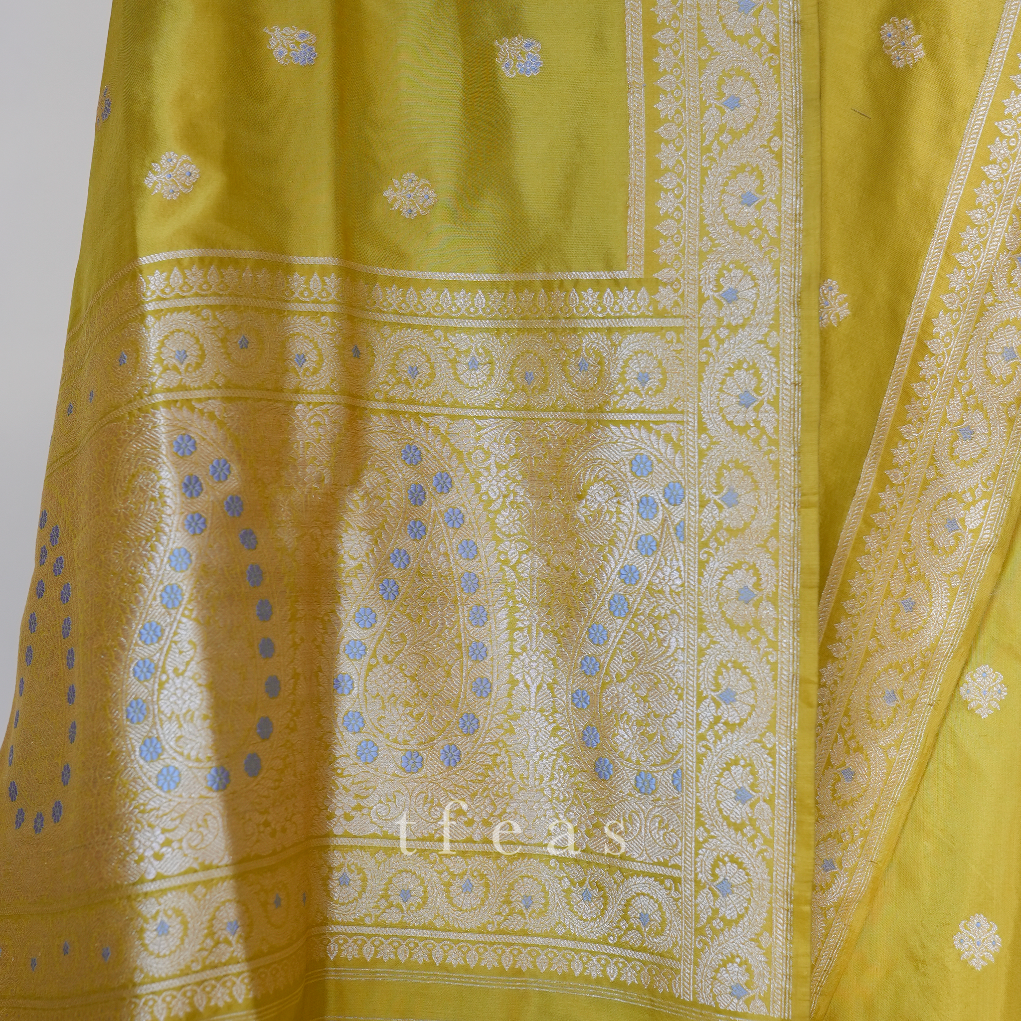 TFEAS Yellow with Silver and Grey Minakari Khadwa Benarasi