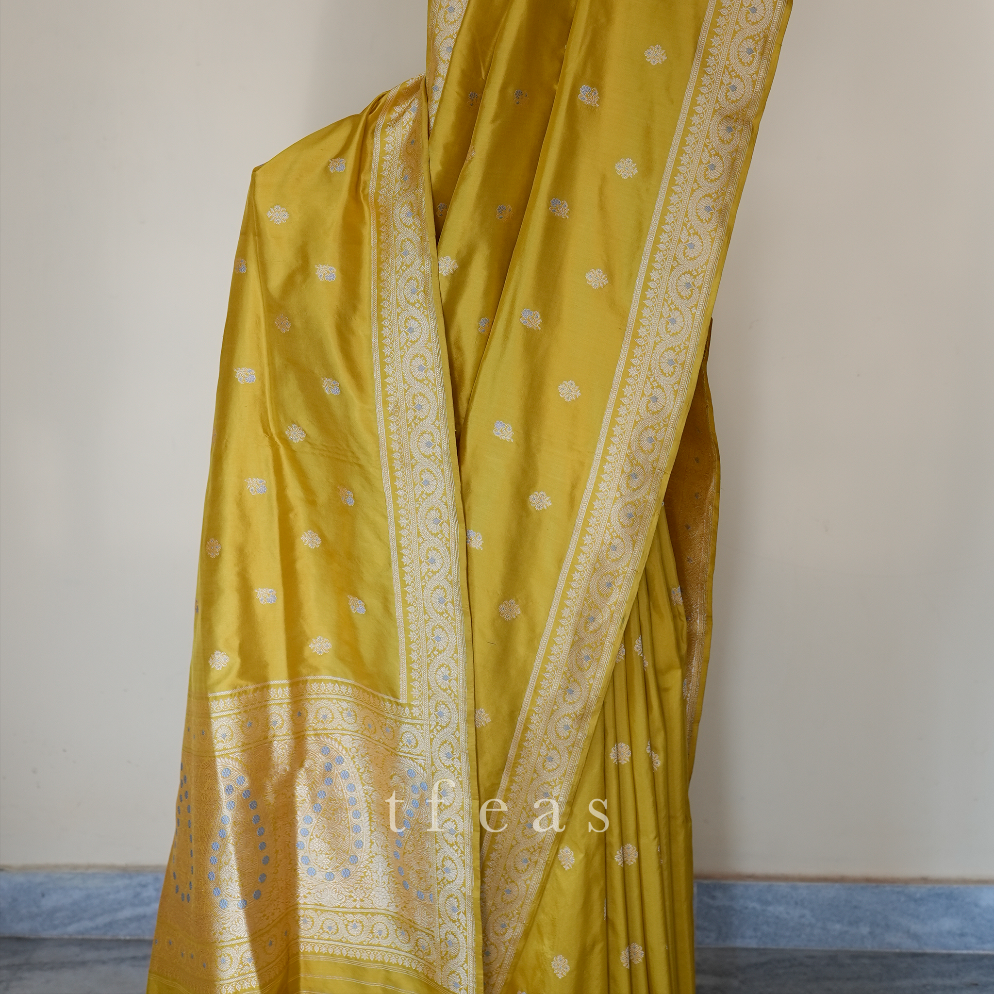 TFEAS Yellow with Silver and Grey Minakari Khadwa Benarasi