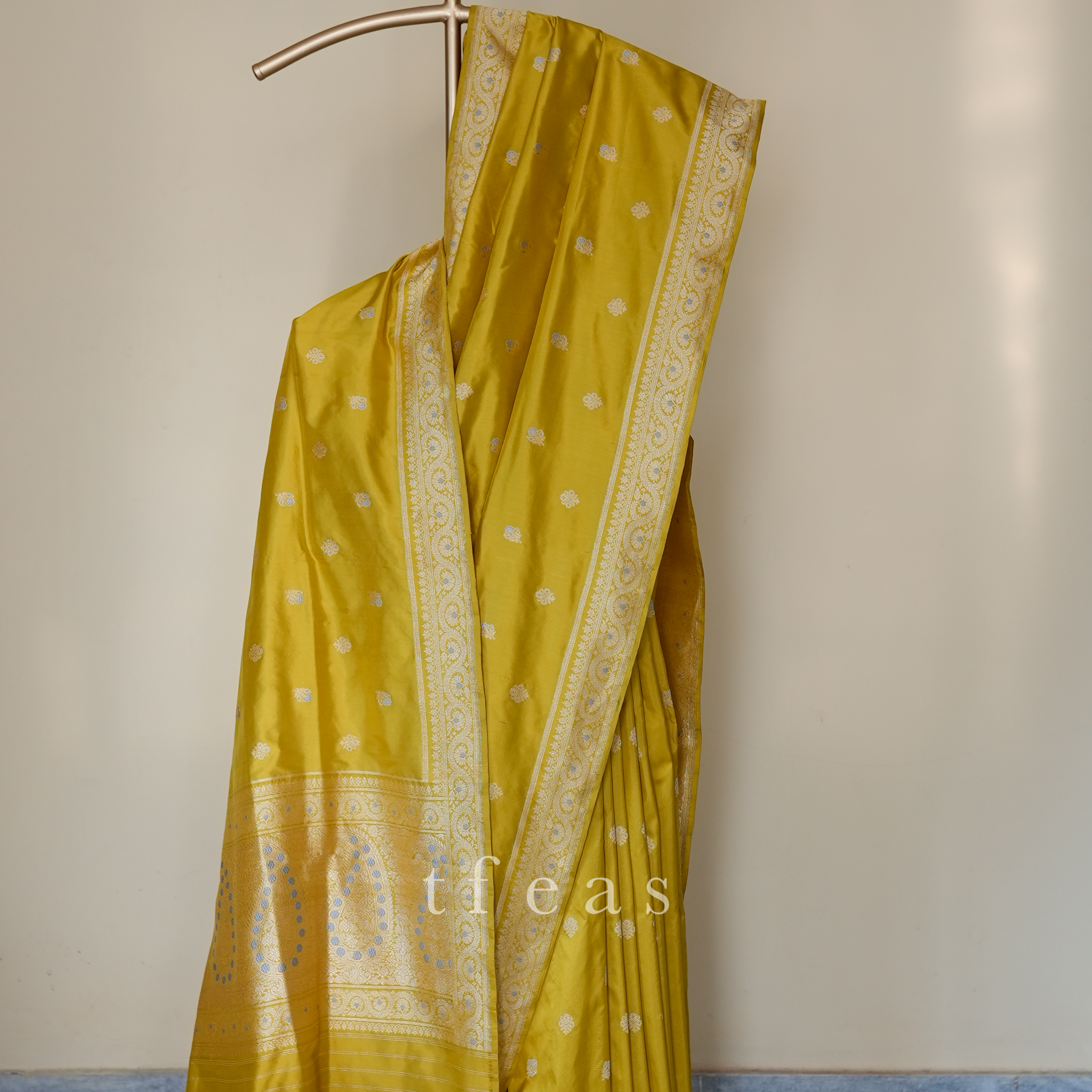 TFEAS Yellow with Silver and Grey Minakari Khadwa Benarasi