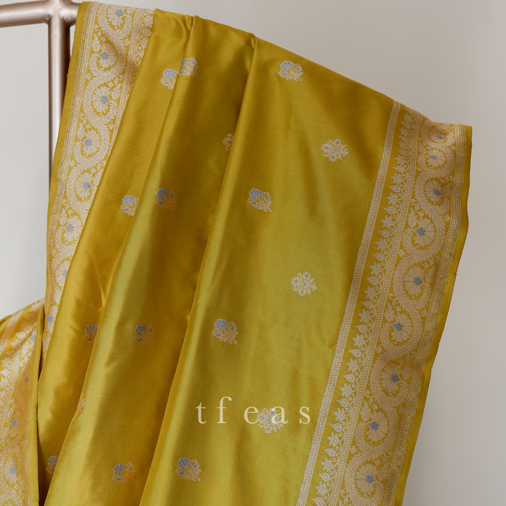 TFEAS Yellow with Silver and Grey Minakari Khadwa Benarasi