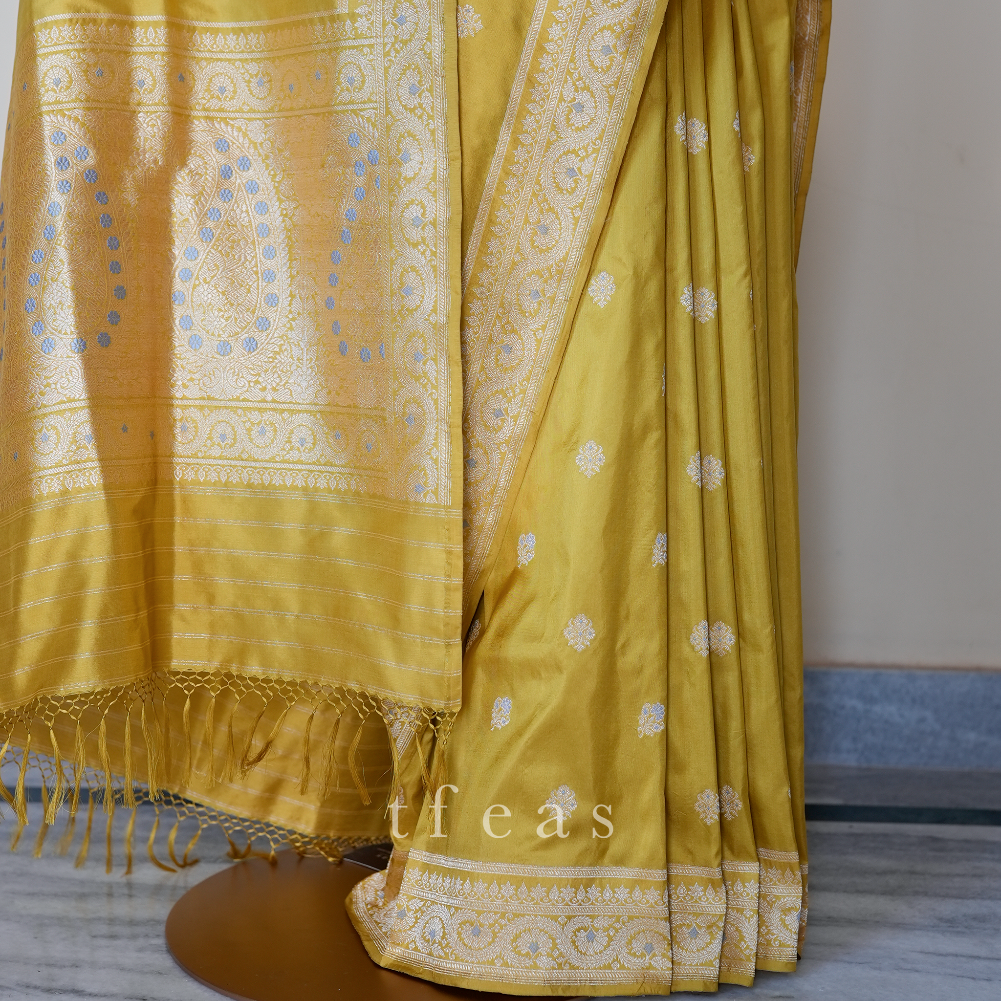 TFEAS Yellow with Silver and Grey Minakari Khadwa Benarasi