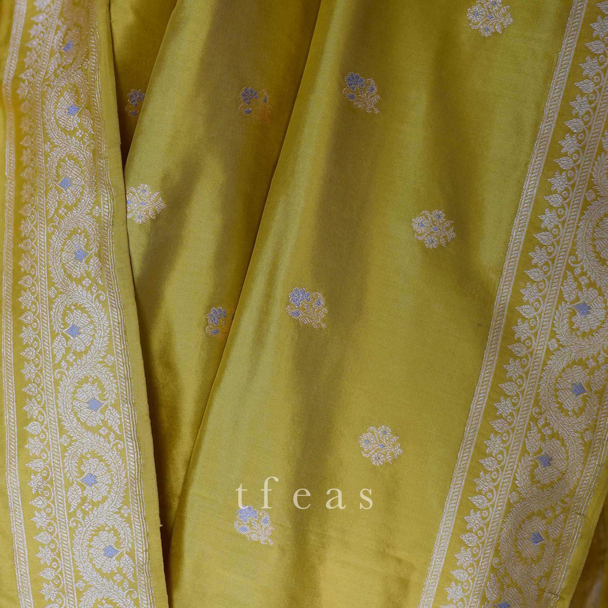 TFEAS Yellow with Silver and Grey Minakari Khadwa Benarasi