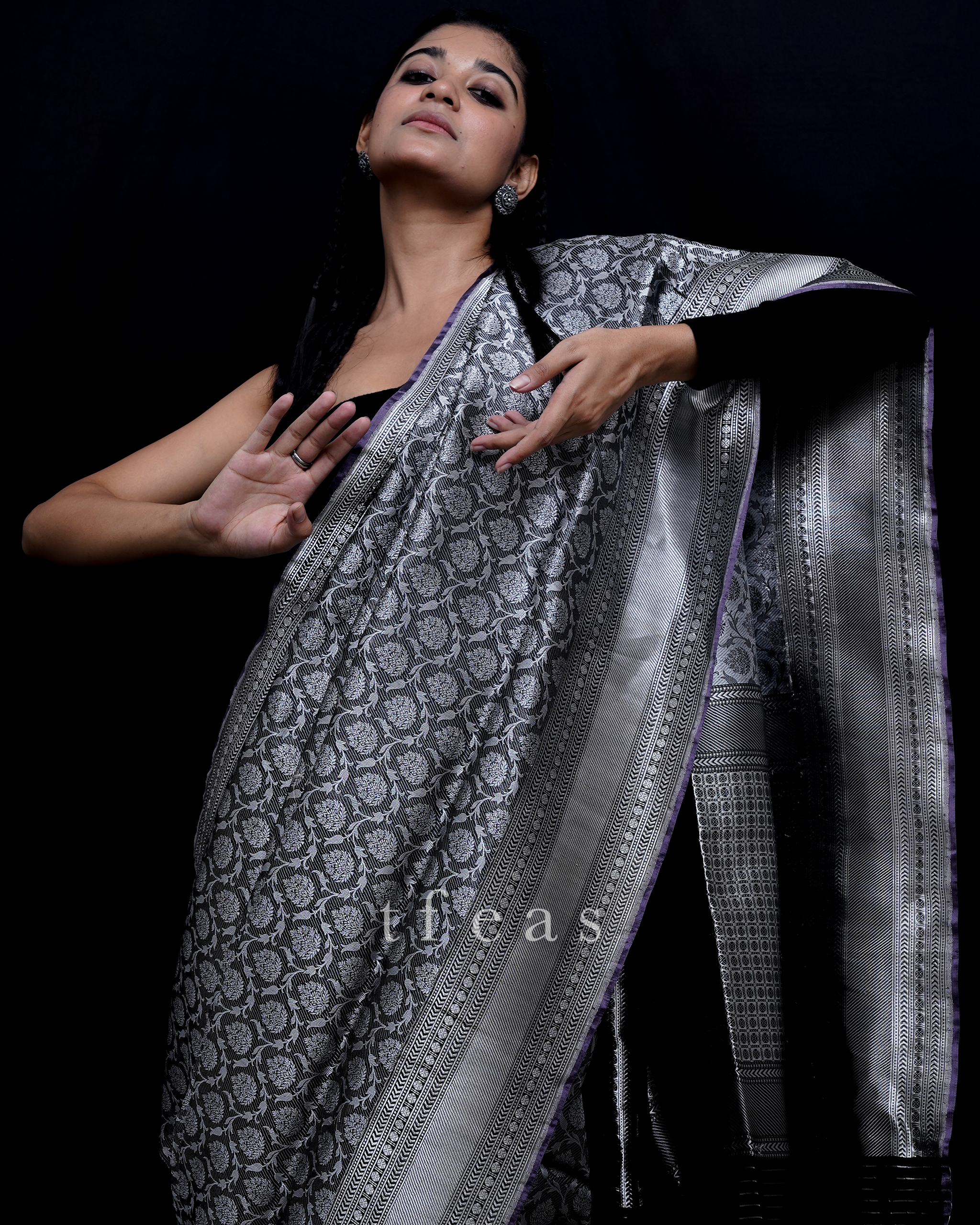 Black and Silver Revival Benarasi Saree